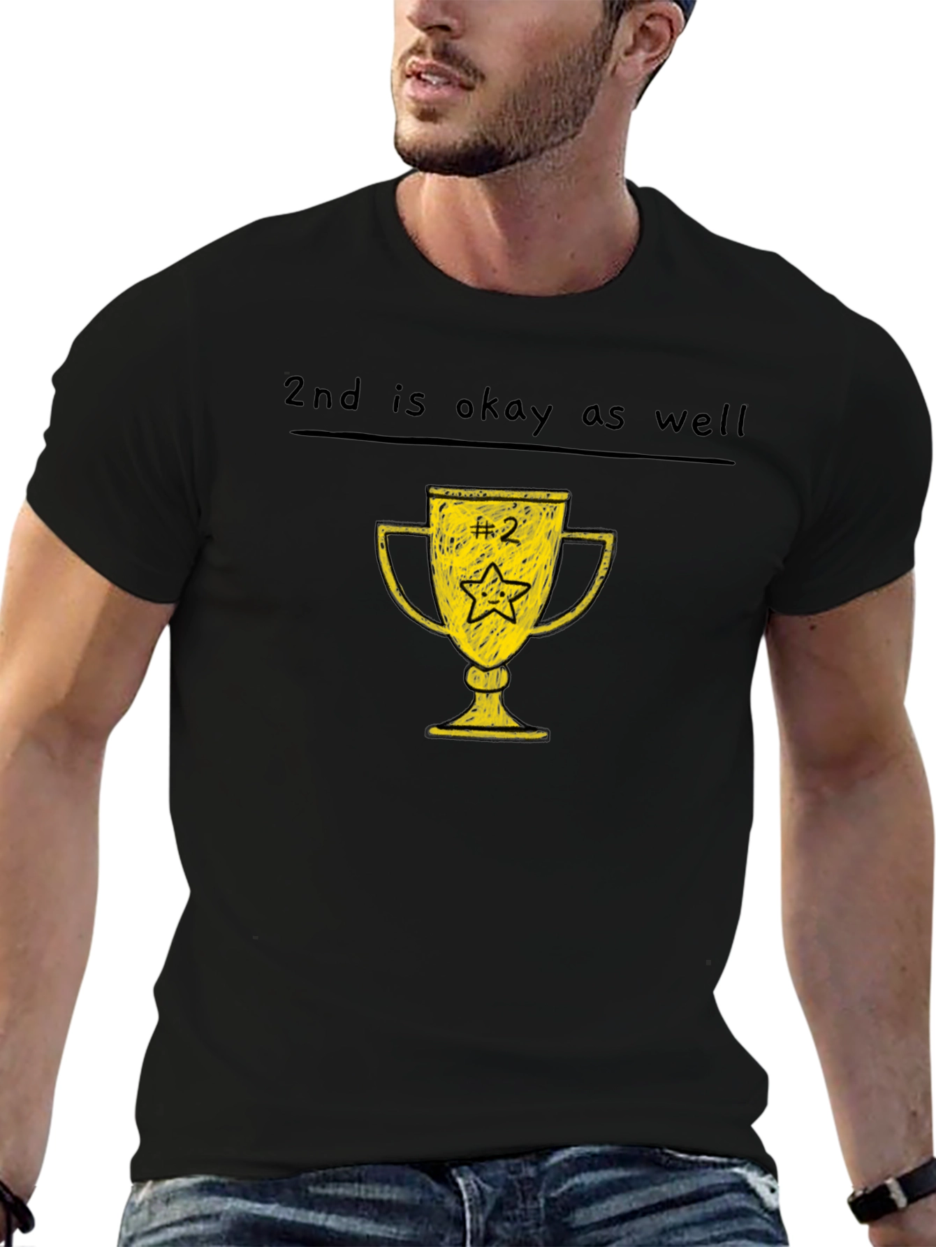Black 2nd Place Trophy Tee - Funny Runner Up T-Shirt view 6