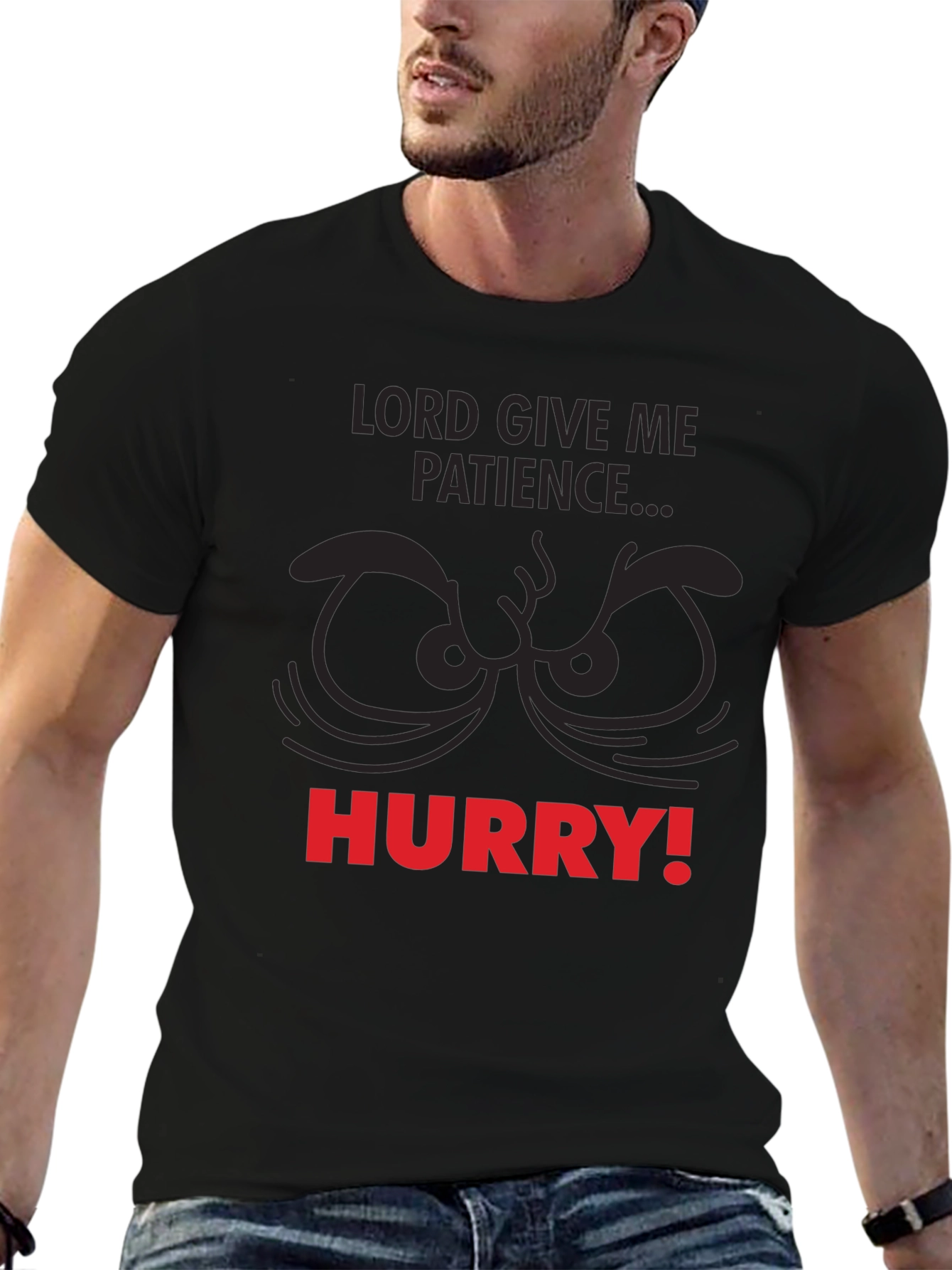 Black Lord Give Me Patience Funny Graphic Tee view 6