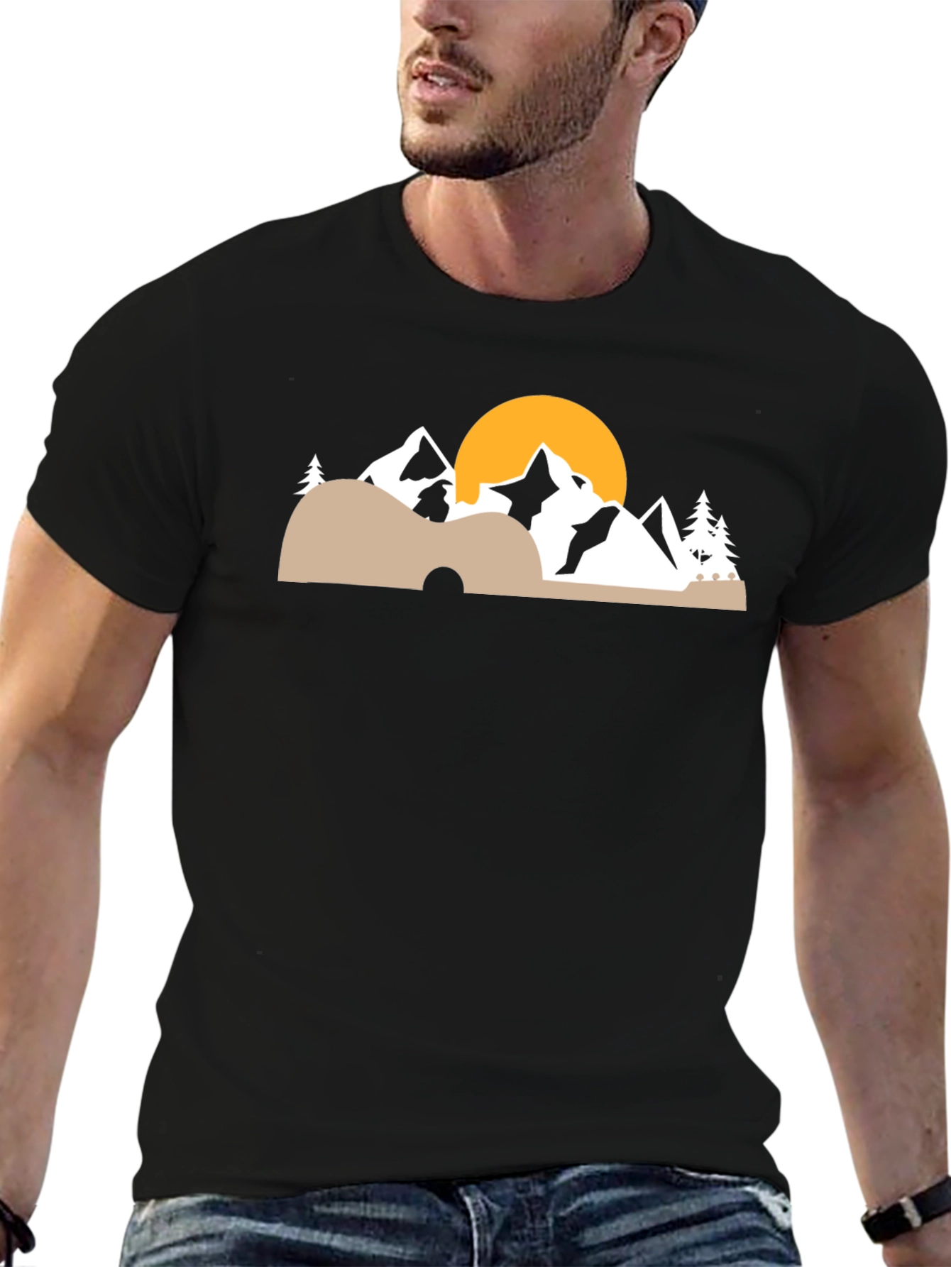 Black Mountain Sunset Graphic Tee - Nature Lover's T-Shirt view 6
