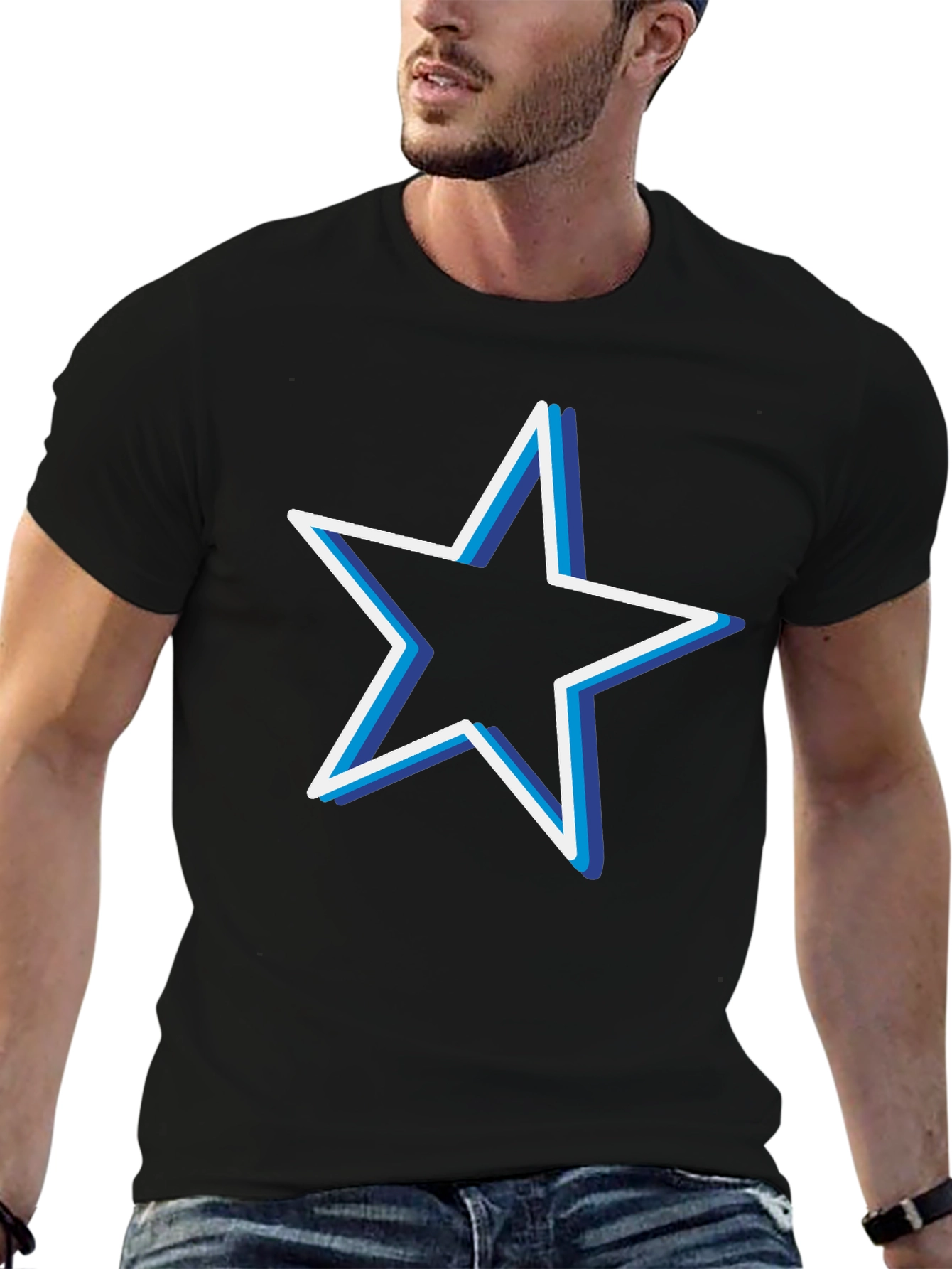 Black Star Graphic Black T-Shirt Casual Menswear view 6