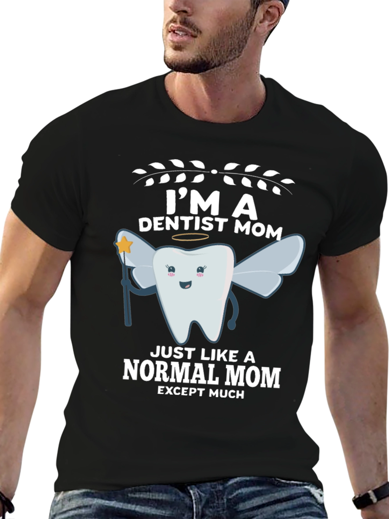Black I'm a Dentist Mom T-Shirt view 6