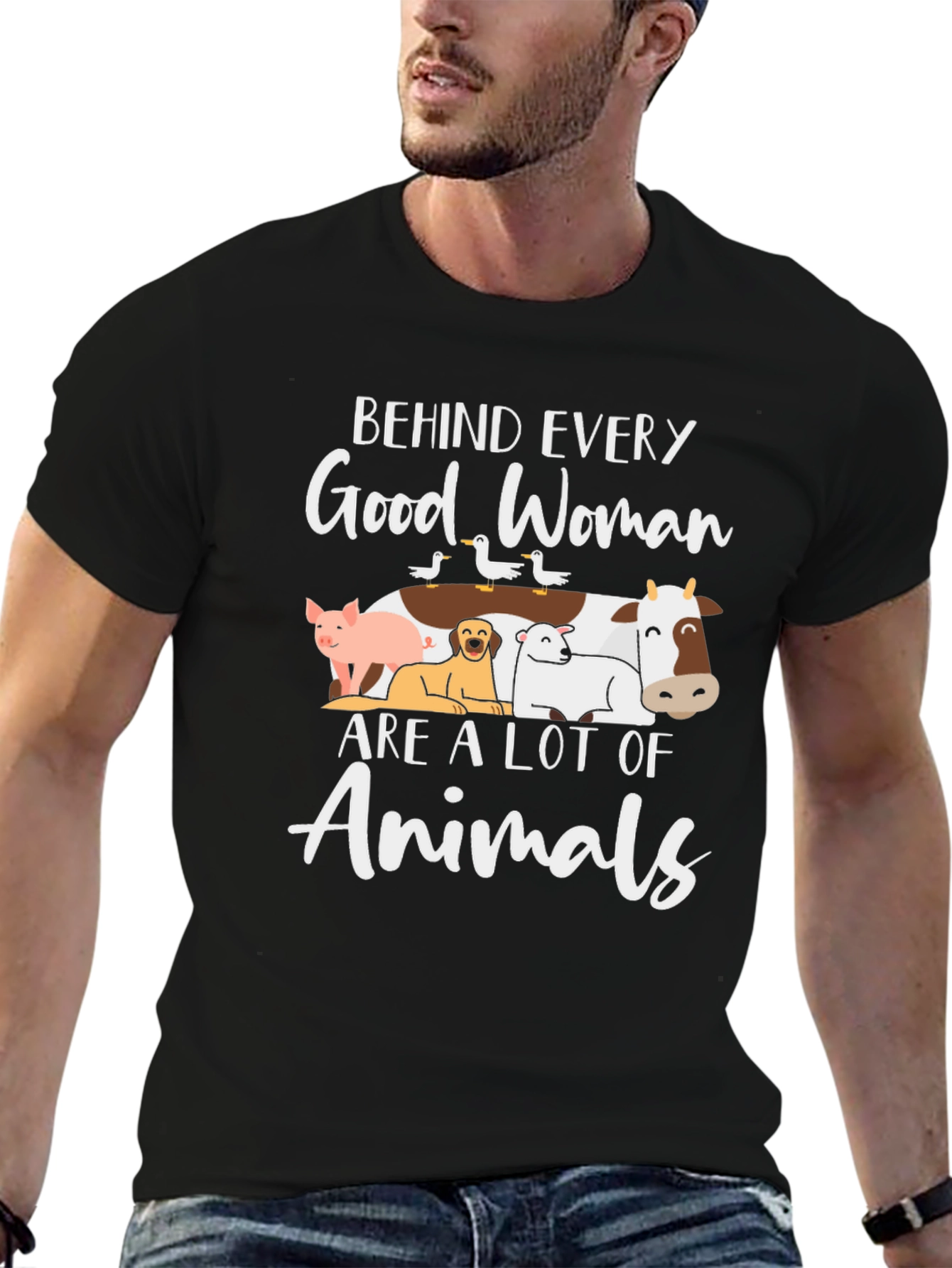 Black Behind Every Good Woman Animals T-Shirt view 6