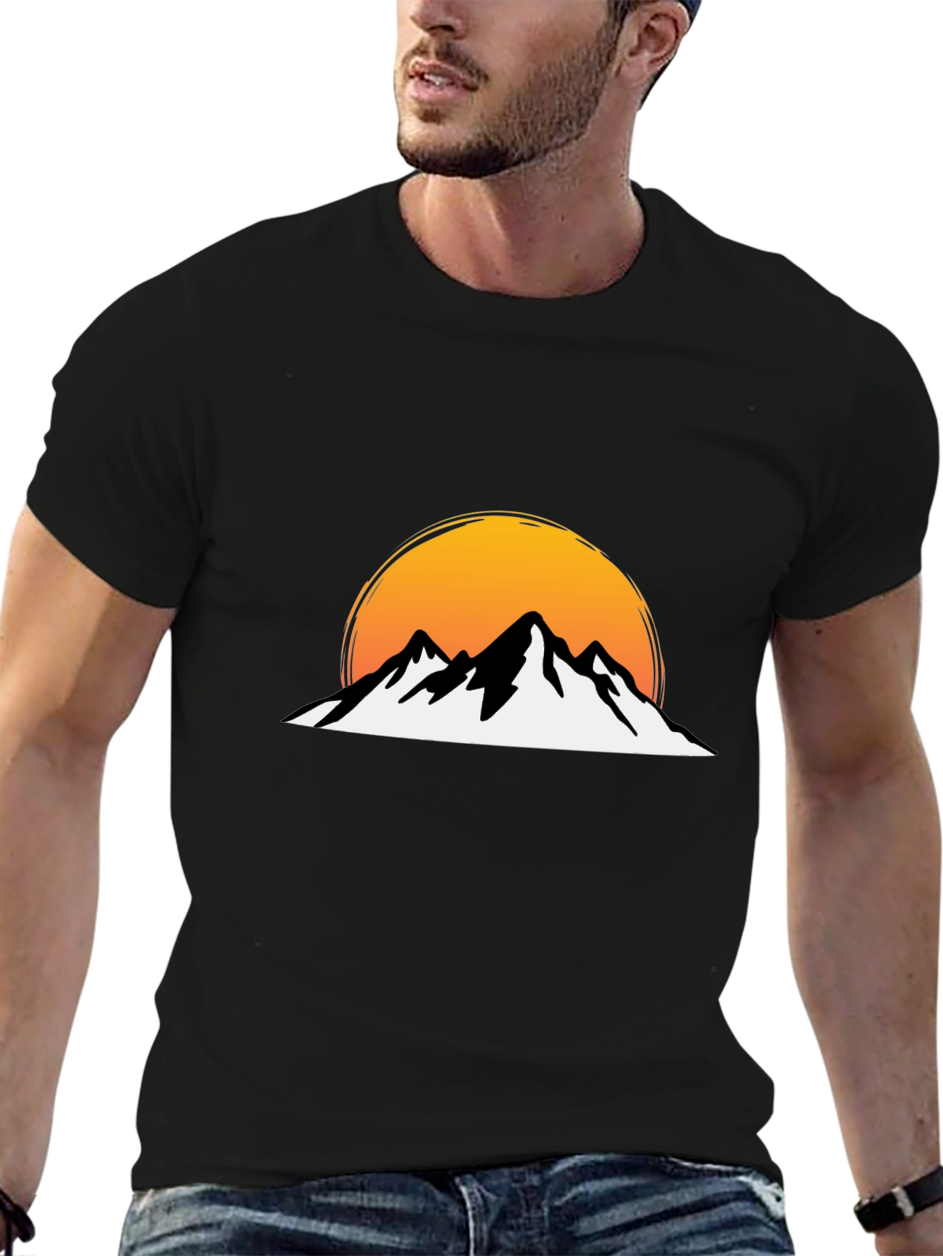 Black Mountain Sunset Graphic Tee - Black Cotton view 6
