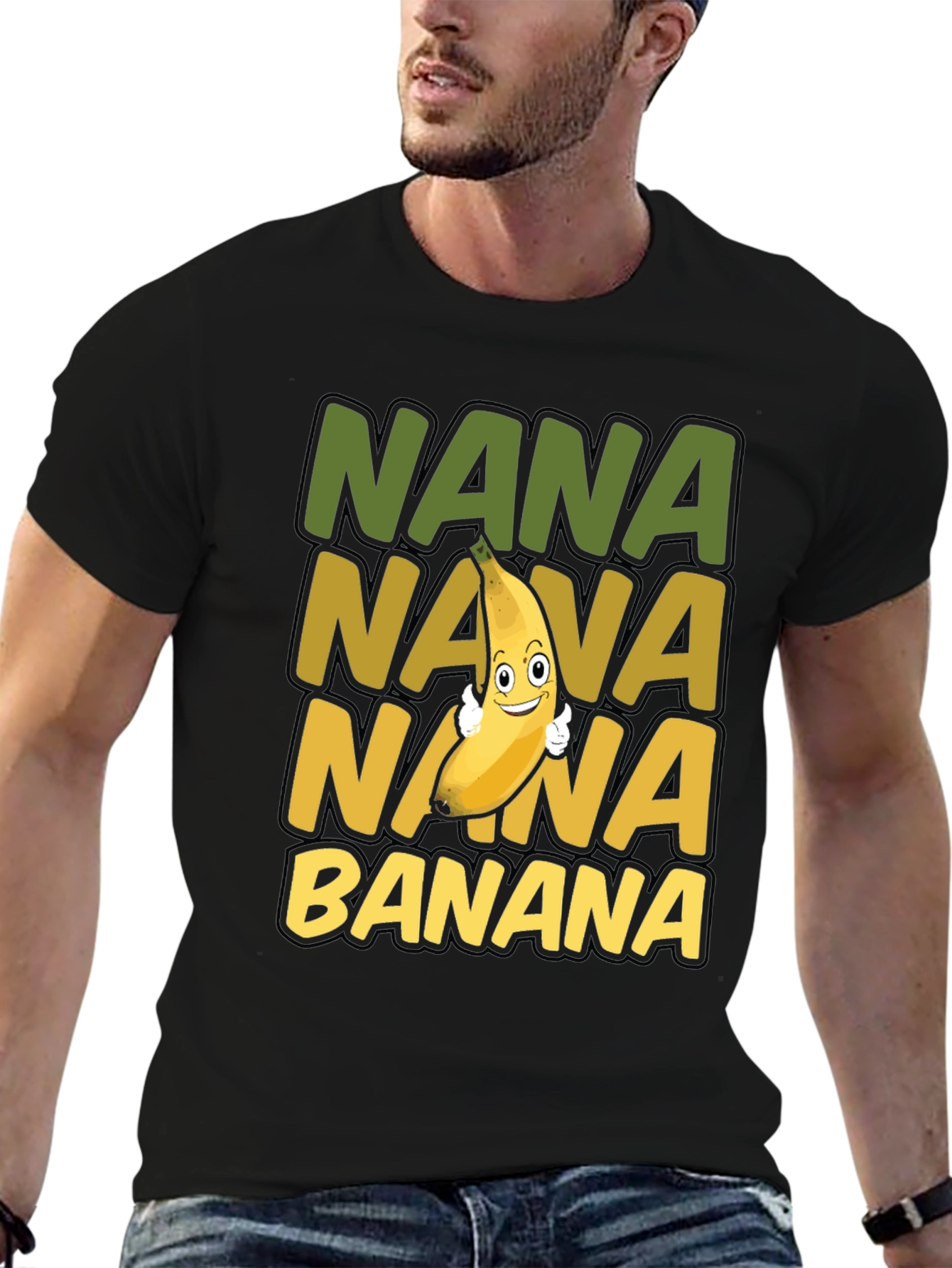 Black Nana Banana T-Shirt - Fun Fruit Graphic Tee view 6
