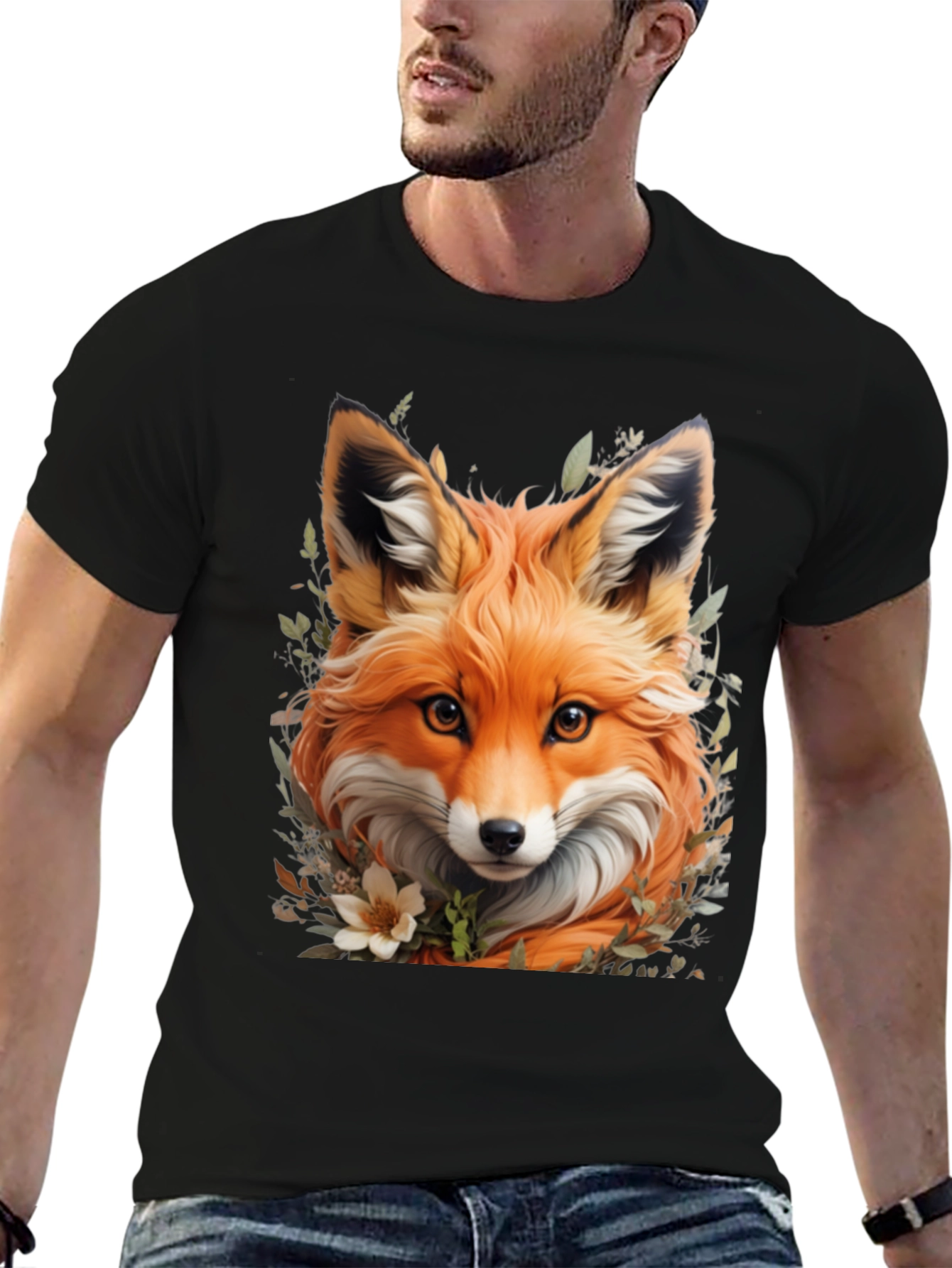 Black Fox Graphic Tee - Stylish Animal Print Shirt view 6