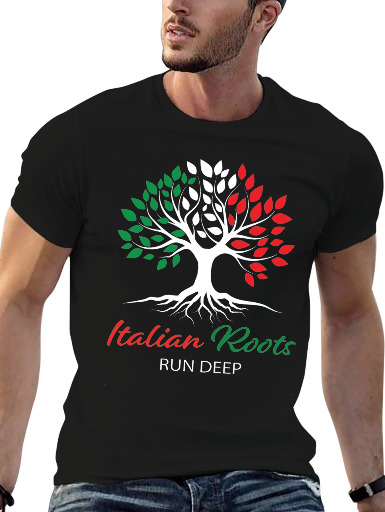 Black Italian Roots Run Deep T-Shirt view 6