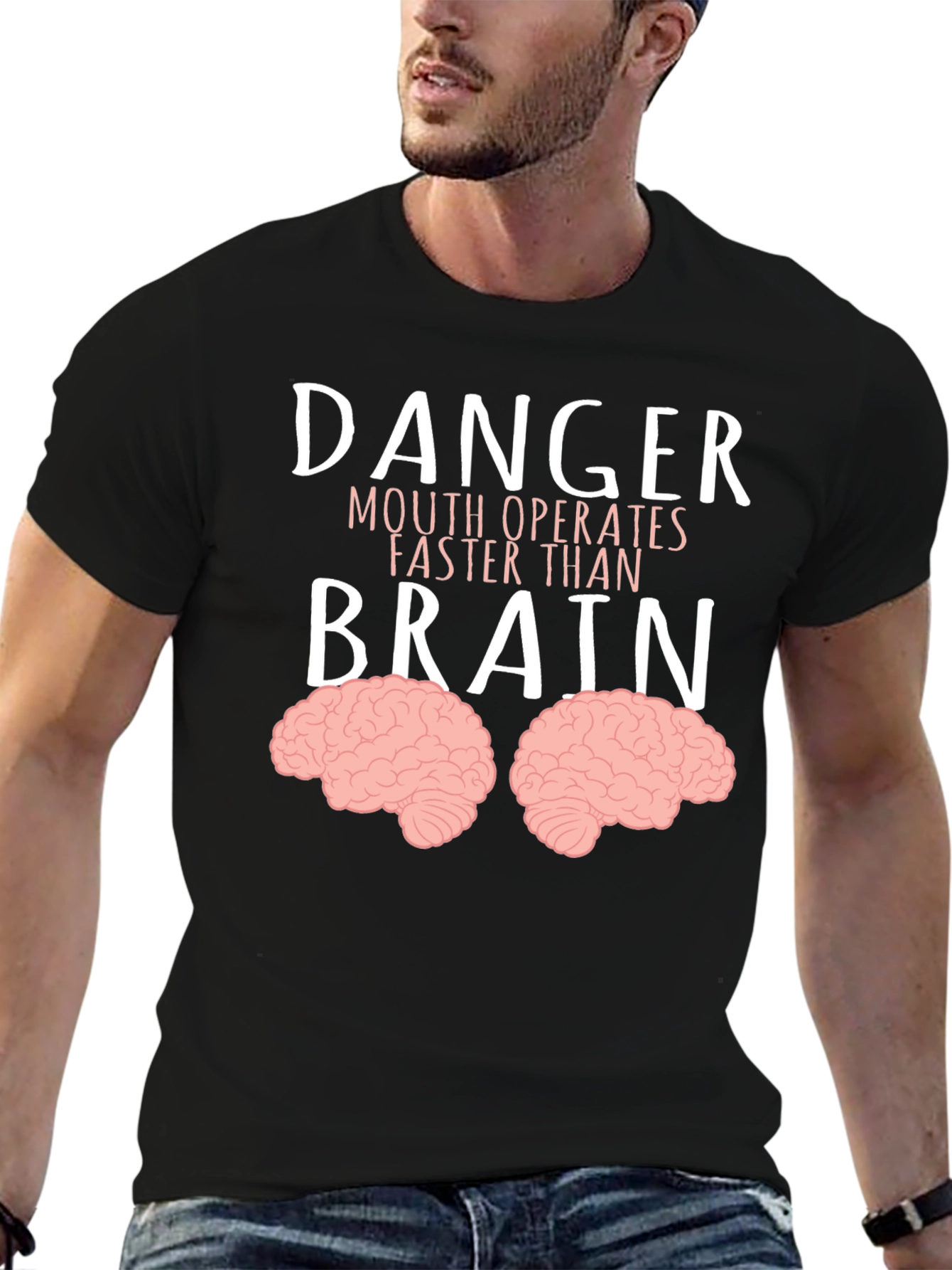 Black Danger Mouth Operates Faster Than Brain T-Shirt view 6