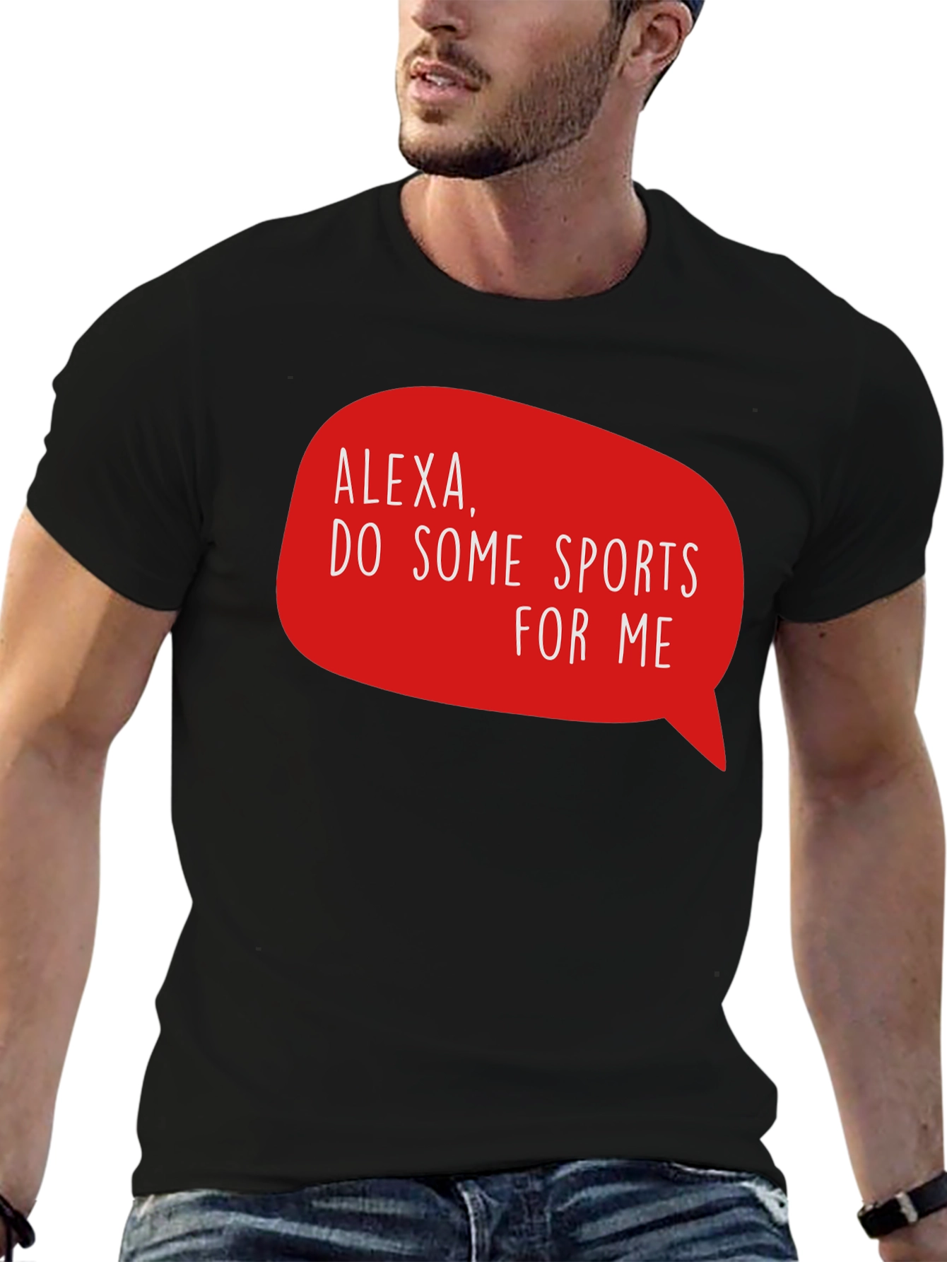 Black Alexa Do Some Sports T-Shirt - Funny Graphic Tee view 6