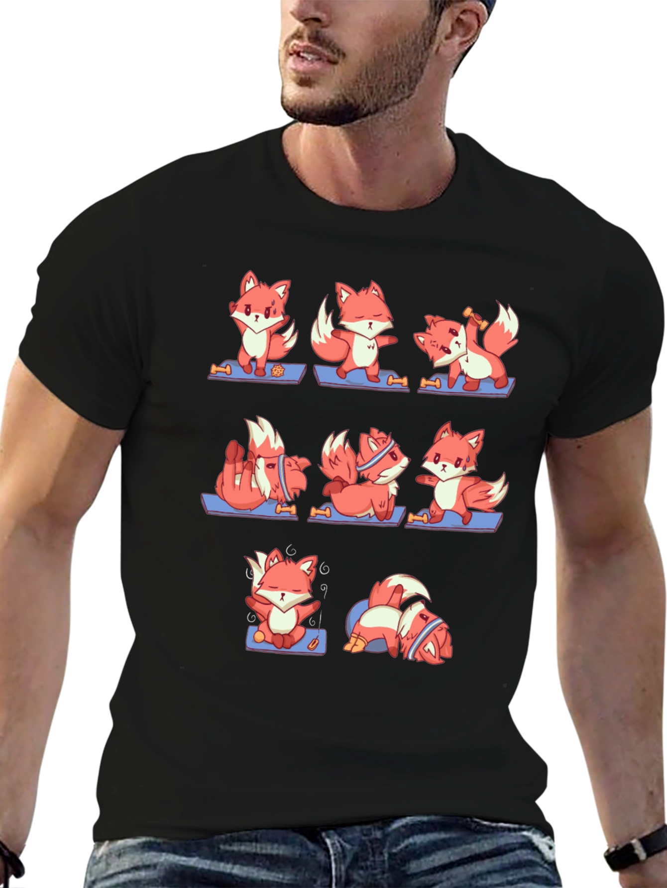 Black Yoga Fox Tee - Relax & Train! view 6