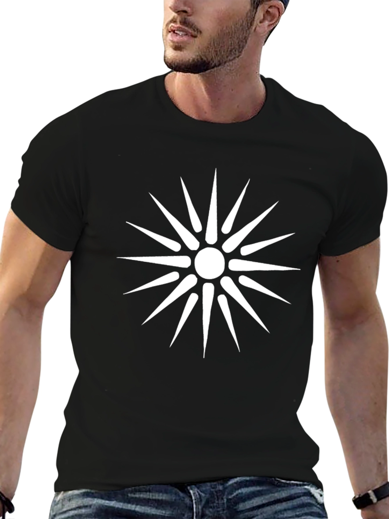 Black Vergina Sun Black T-Shirt view 6