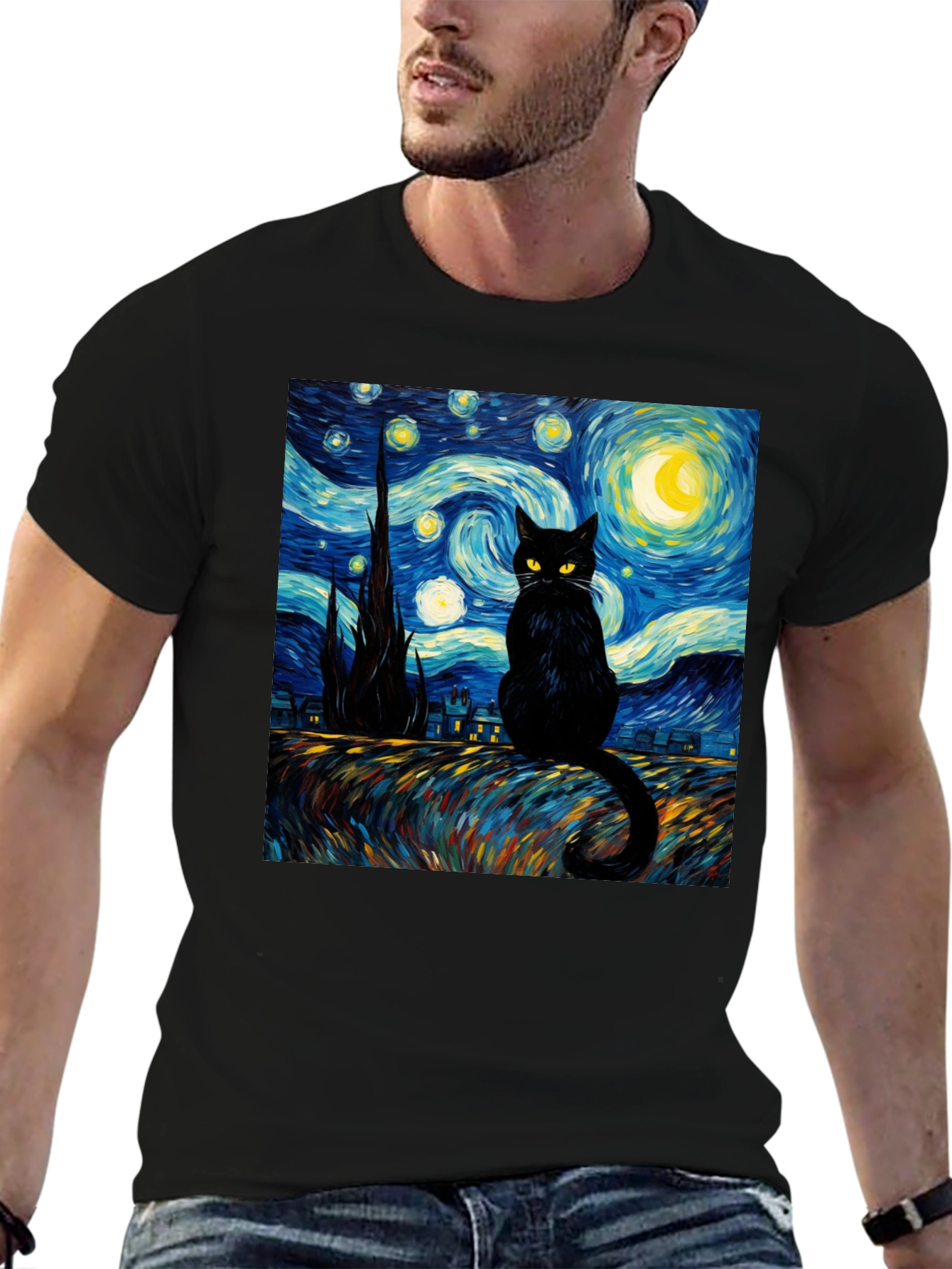 Starry Night Cat T-Shirt - 6