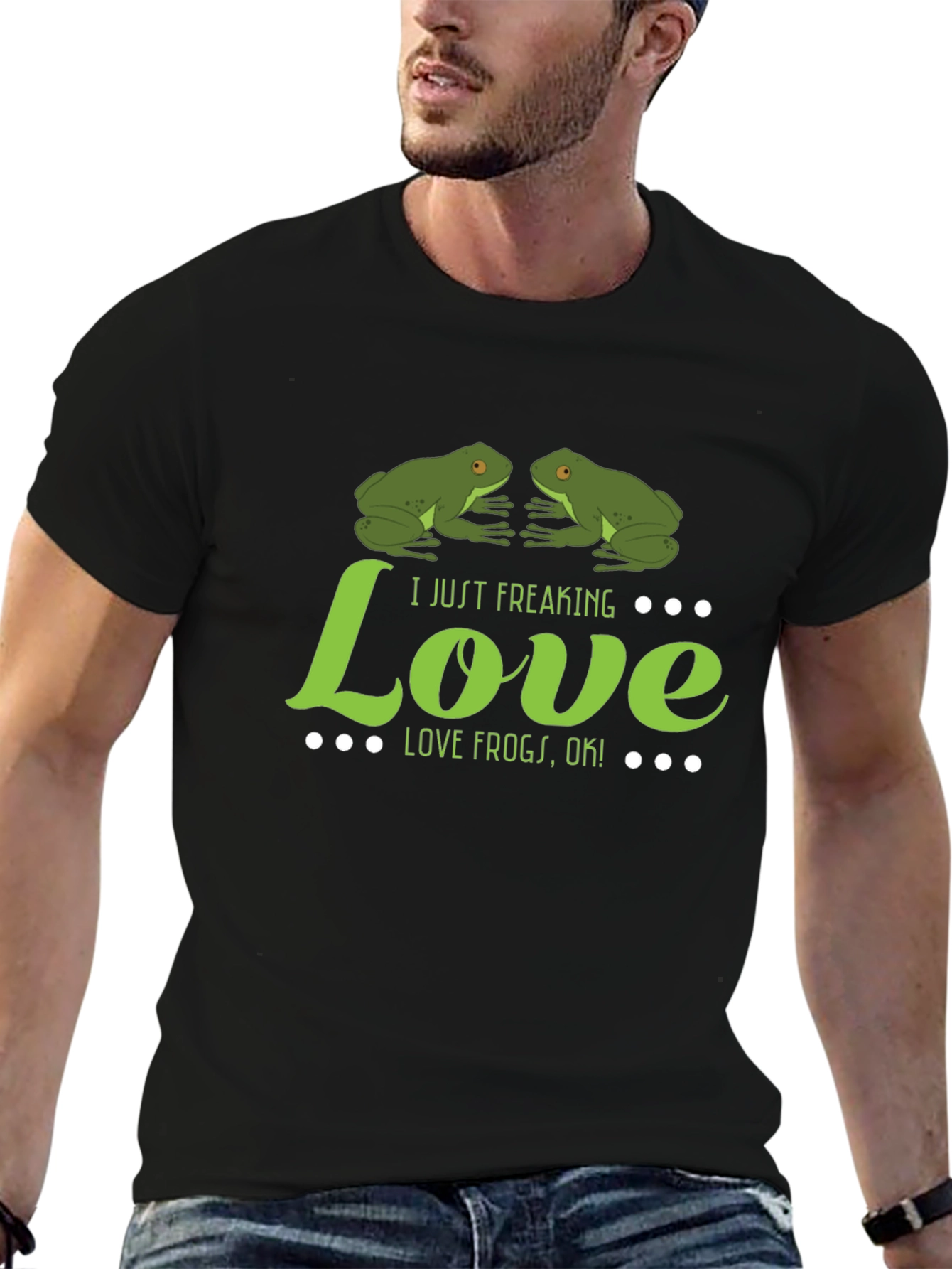 Black I Just Freaking Love Frogs T-Shirt view 6