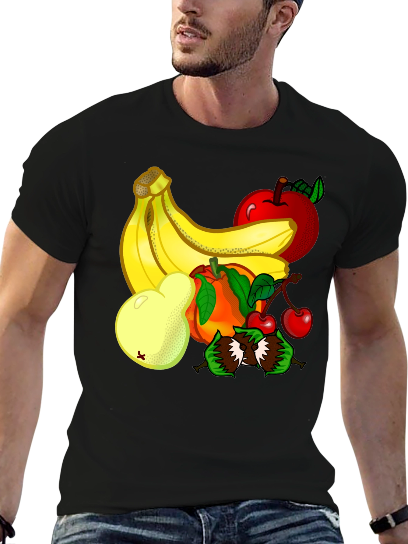 Black Funky Fruit T-Shirt - Bold Graphic Print, Casual Wear view 6