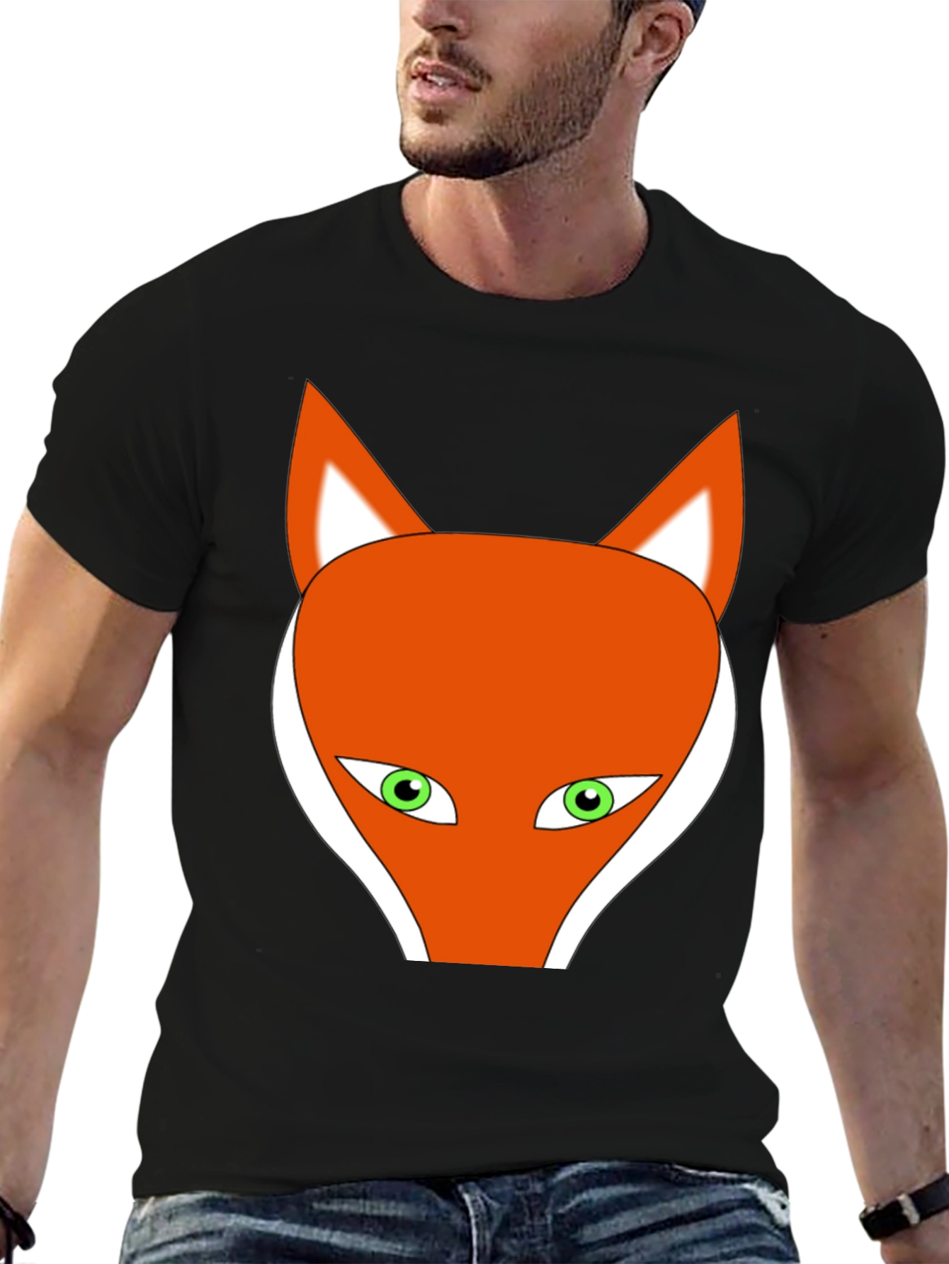Black Fox Graphic Tee - Black Cotton Blend Shirt view 6