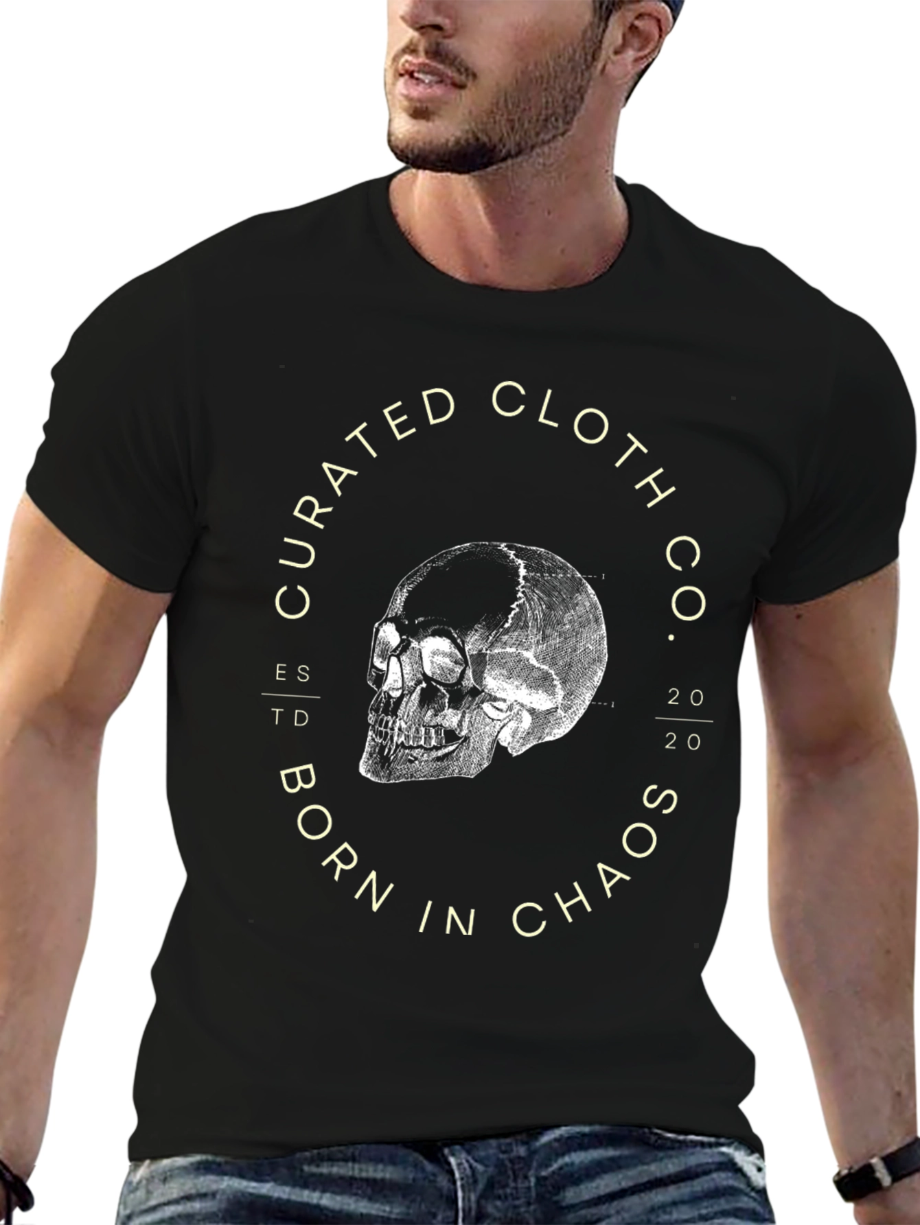 Black Curated Cloth Co. Skull Graphic Tee - Black view 6
