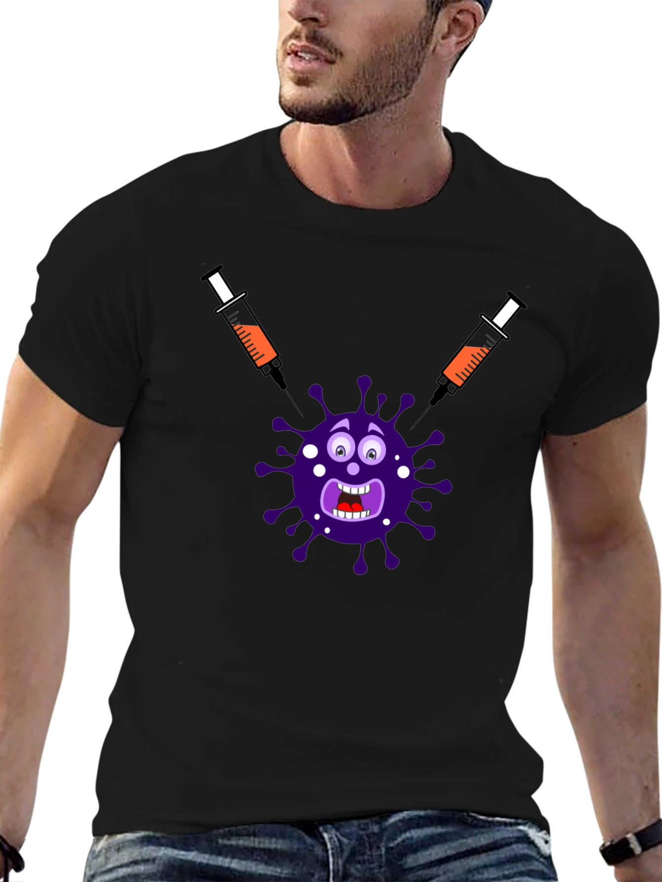 Black Funny Vaccine T-Shirt view 6