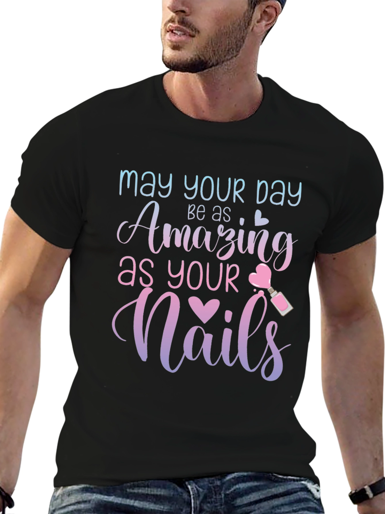 Black Amazing Nails T-Shirt - Stylish Nail Art Design view 6