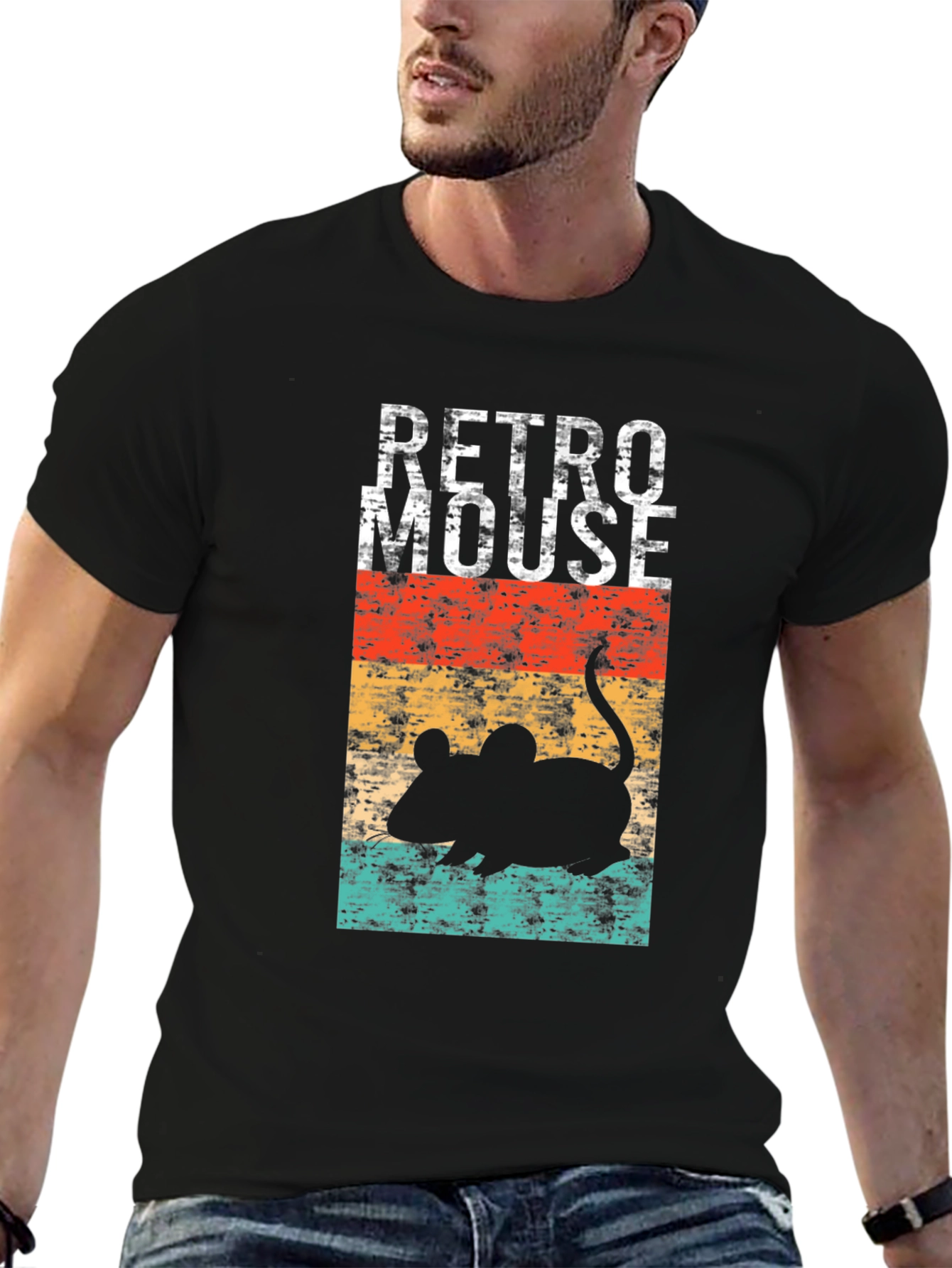 Black Retro Mouse Graphic T-Shirt view 6