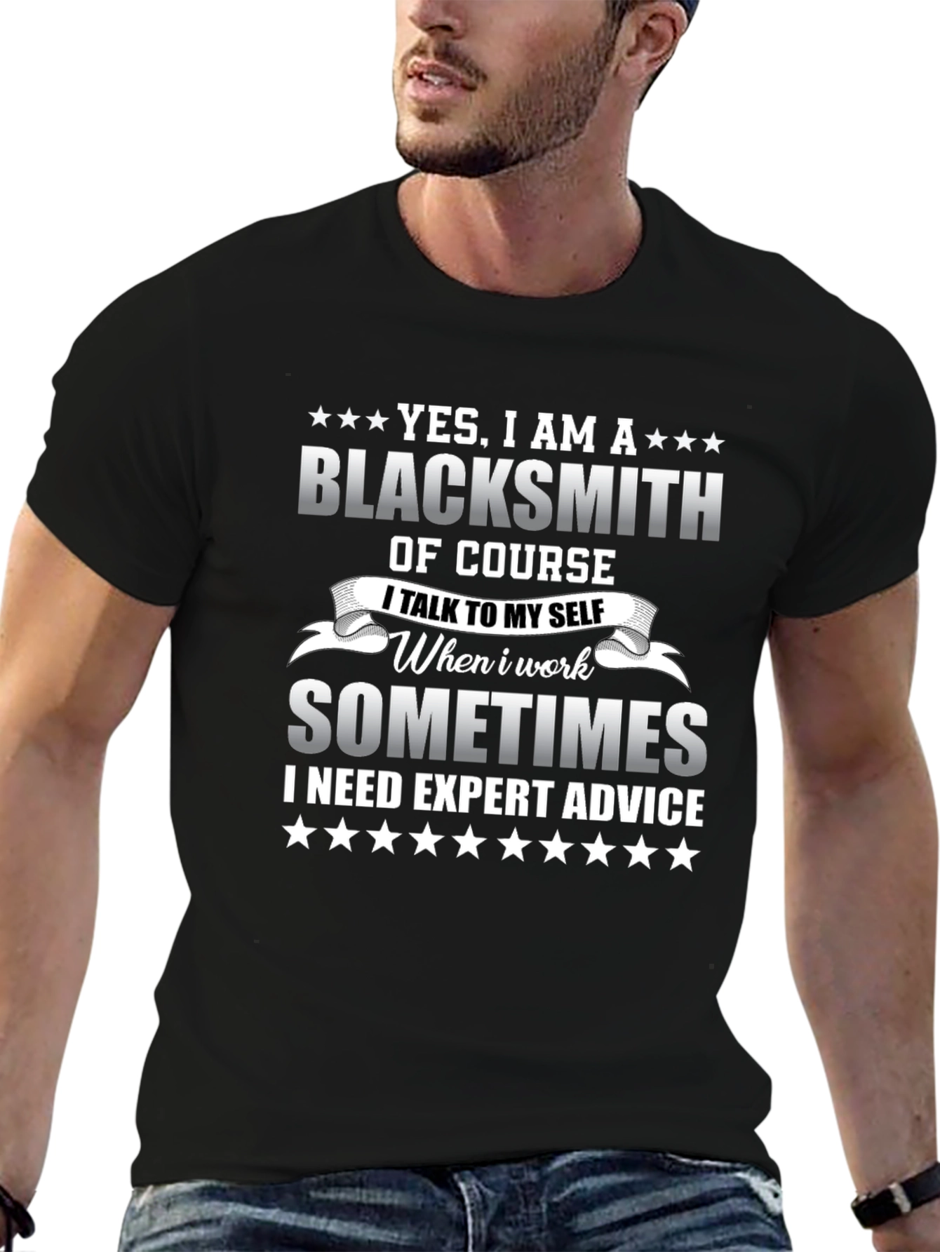Black Blacksmith Expert Advice Graphic T-Shirt view 6