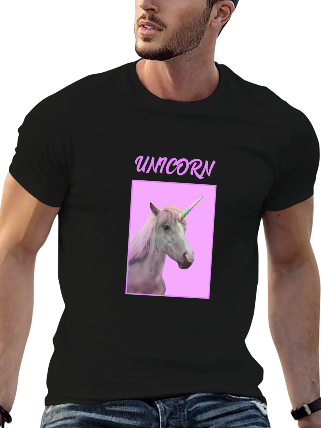 Black Unicorn Graphic T-Shirt - Magical Creature Design view 6