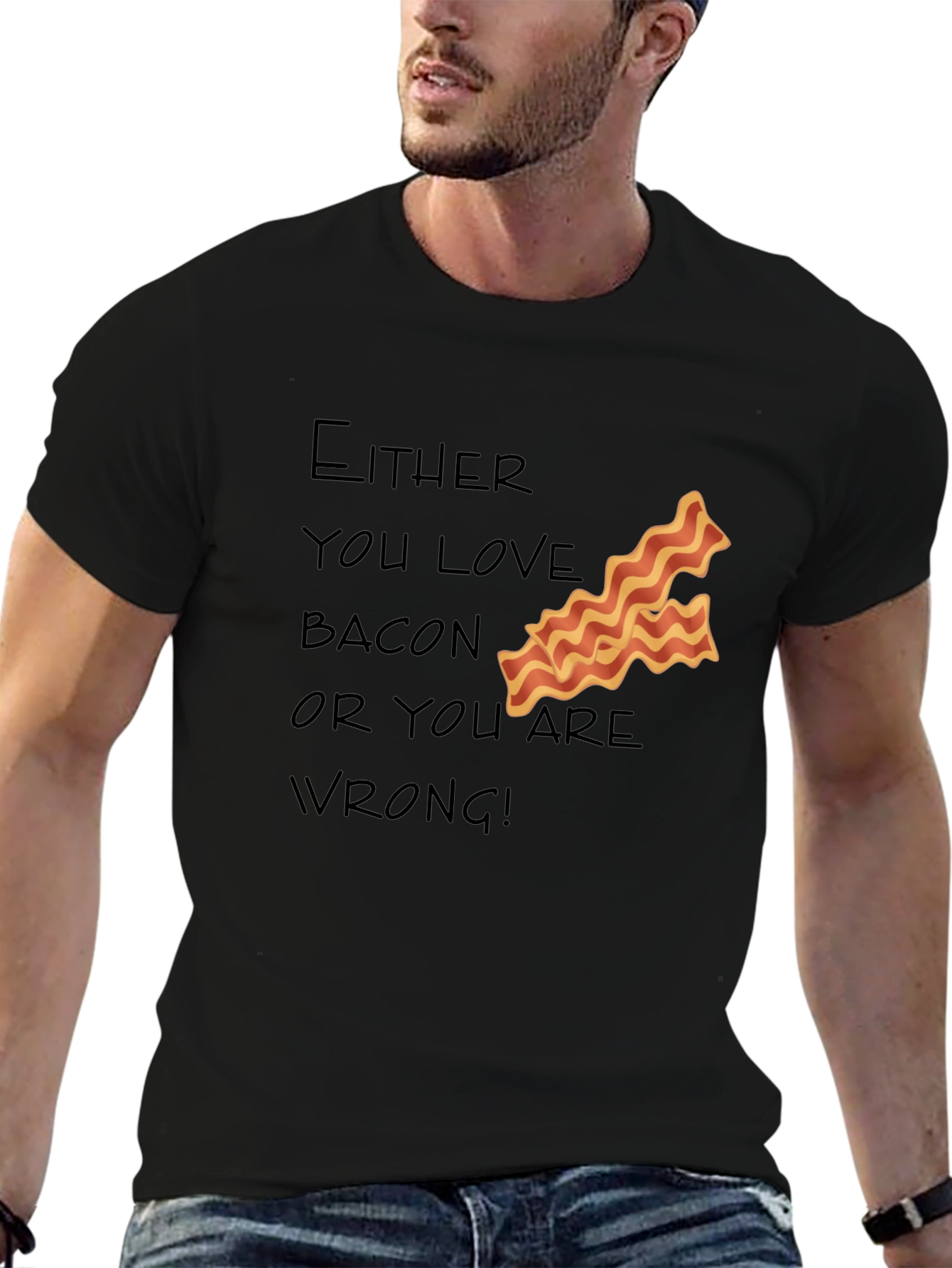 Black Bacon Lover T-Shirt - Funny Foodie Tee view 6