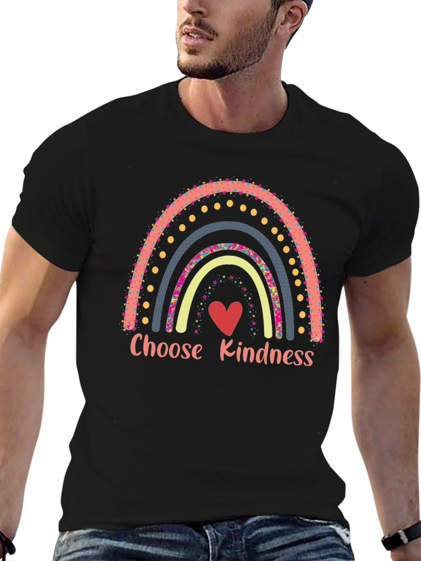 Black Choose Kindness Rainbow T-Shirt view 6