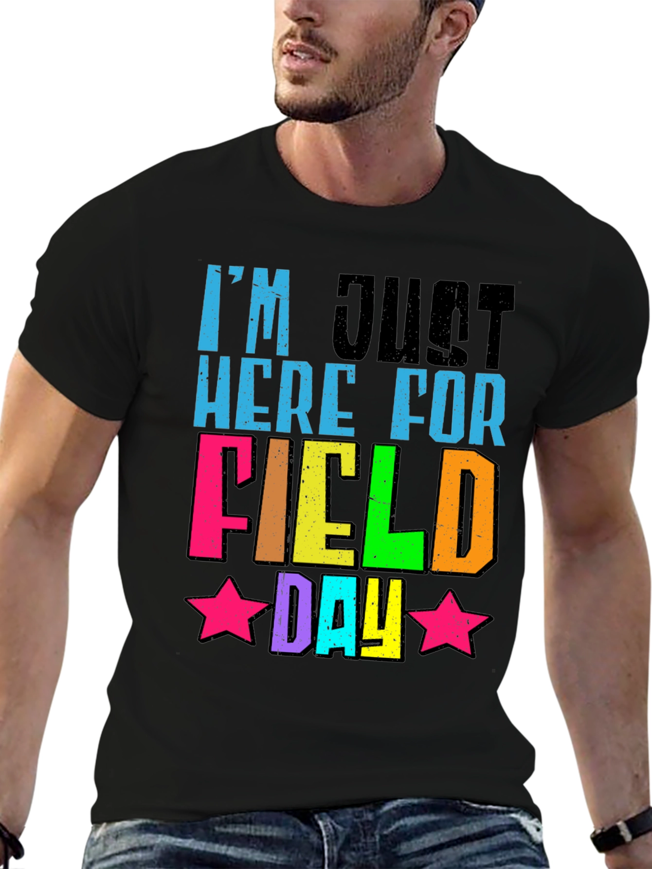 Black I'm Just Here for Field Day T-Shirt view 6