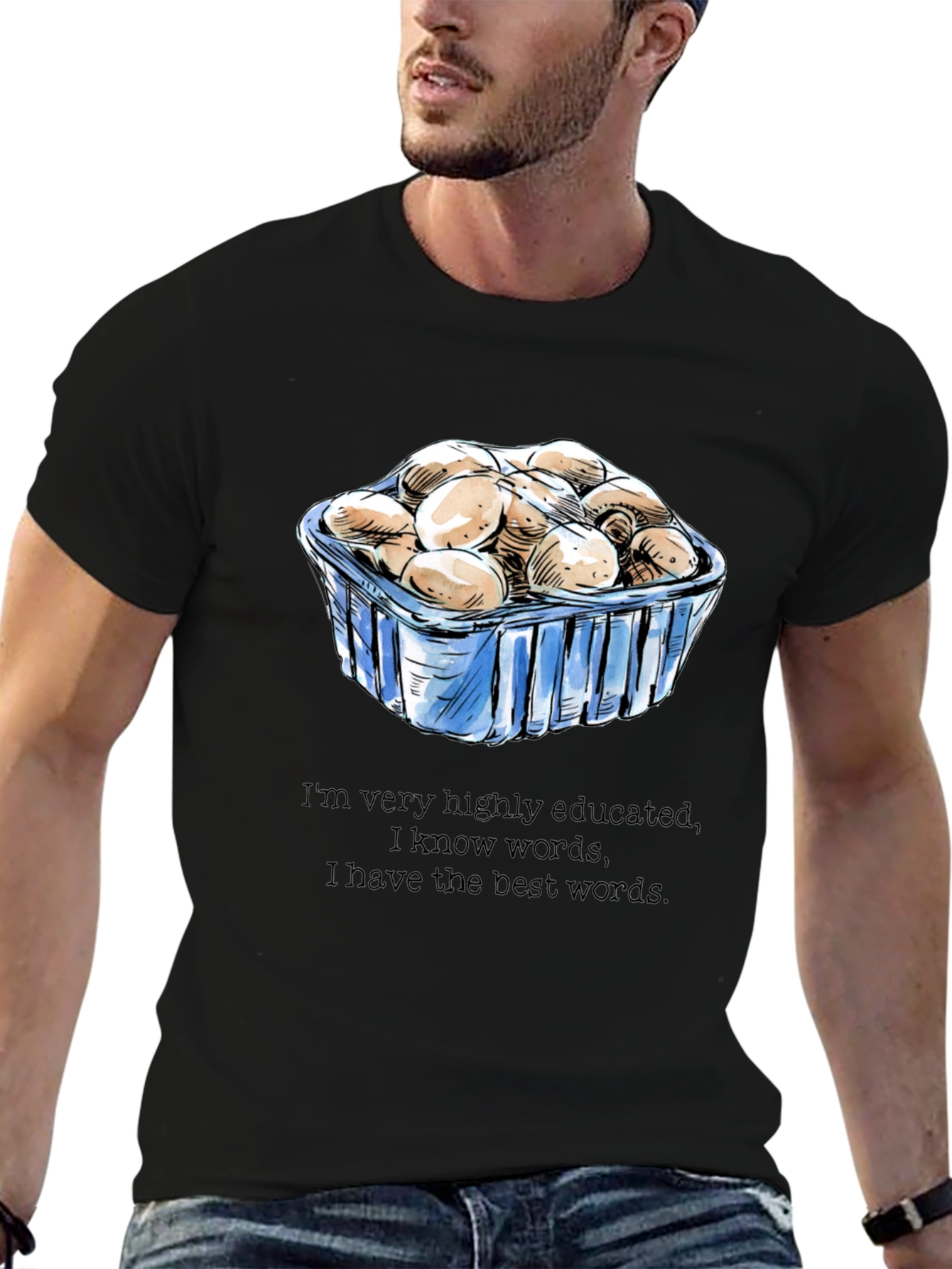 Black Mushroom Lover T-Shirt - Funny, Educated Design view 6