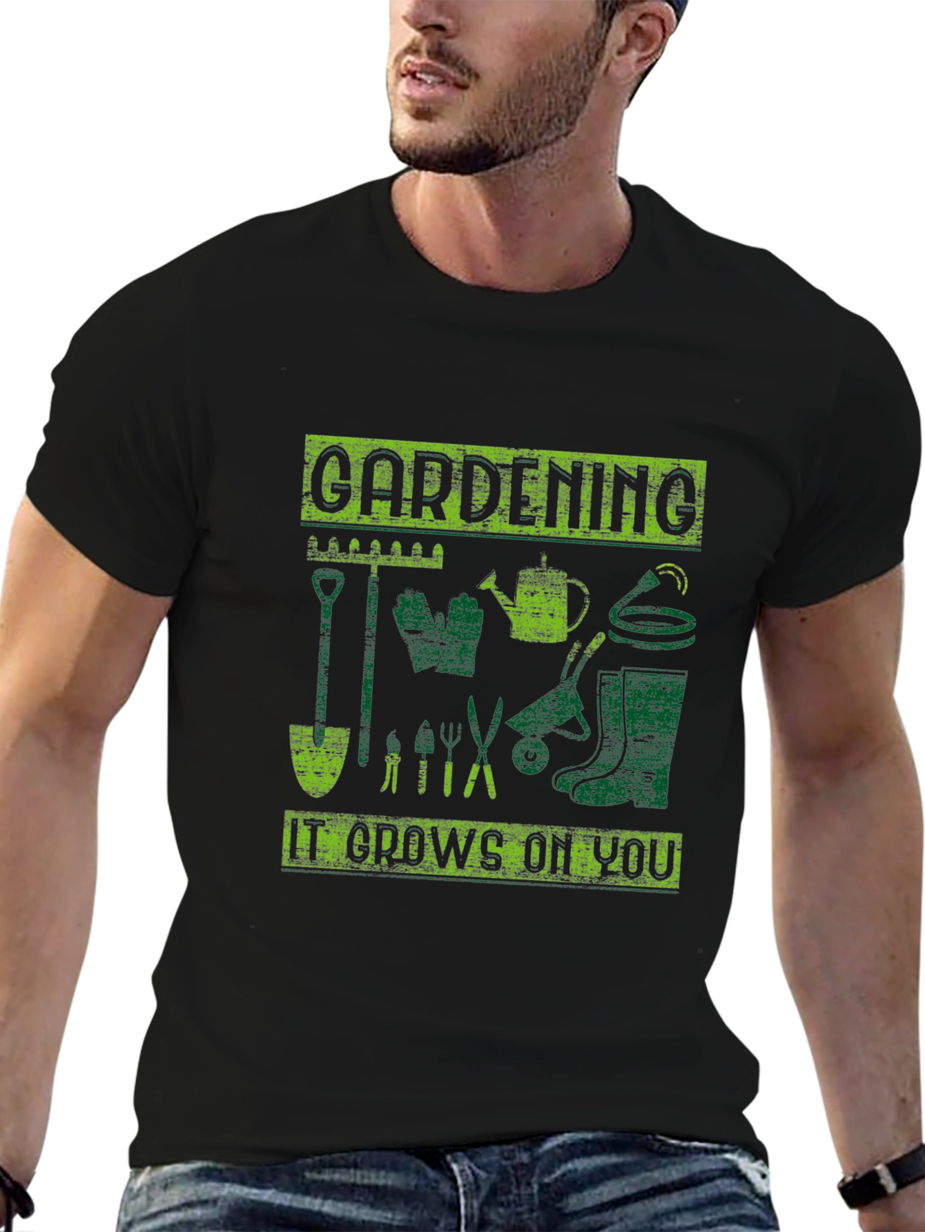 Black Gardening It Grows On You Black T-Shirt view 6