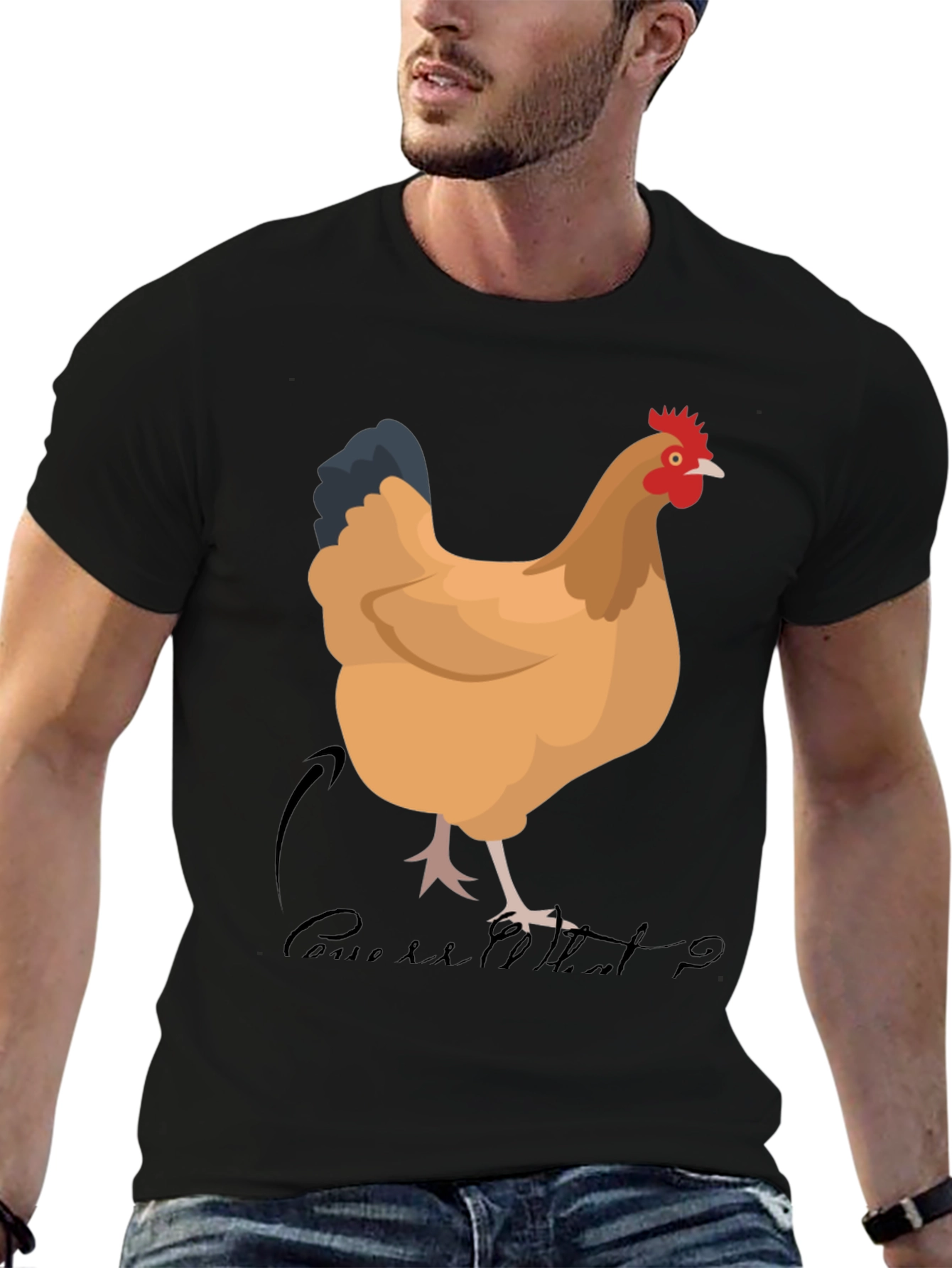 Black Funny Chicken T-Shirt - Guess What? view 6