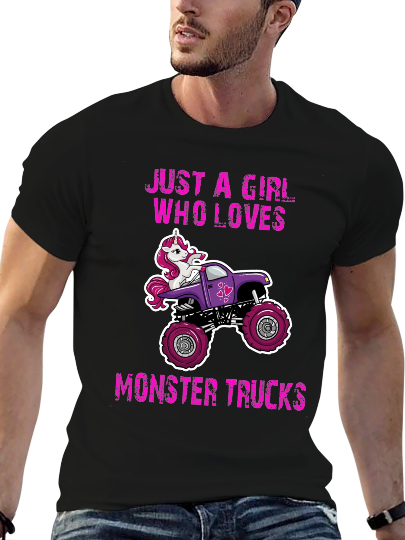 Black Unicorn Monster Truck Graphic Tee - Just a Girl Who Loves Trucks view 6