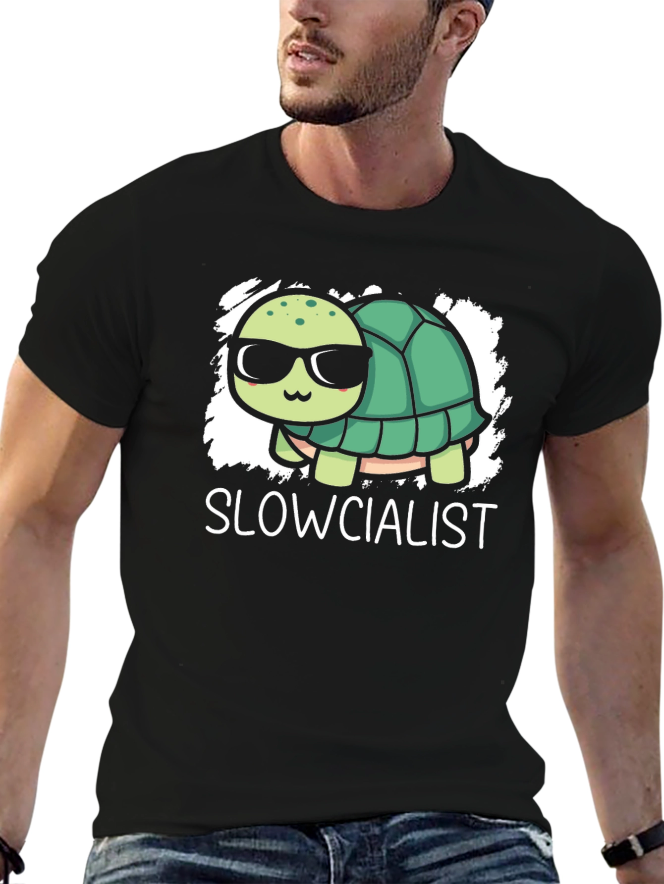 Black Slowcialist Turtle Graphic T-Shirt view 6
