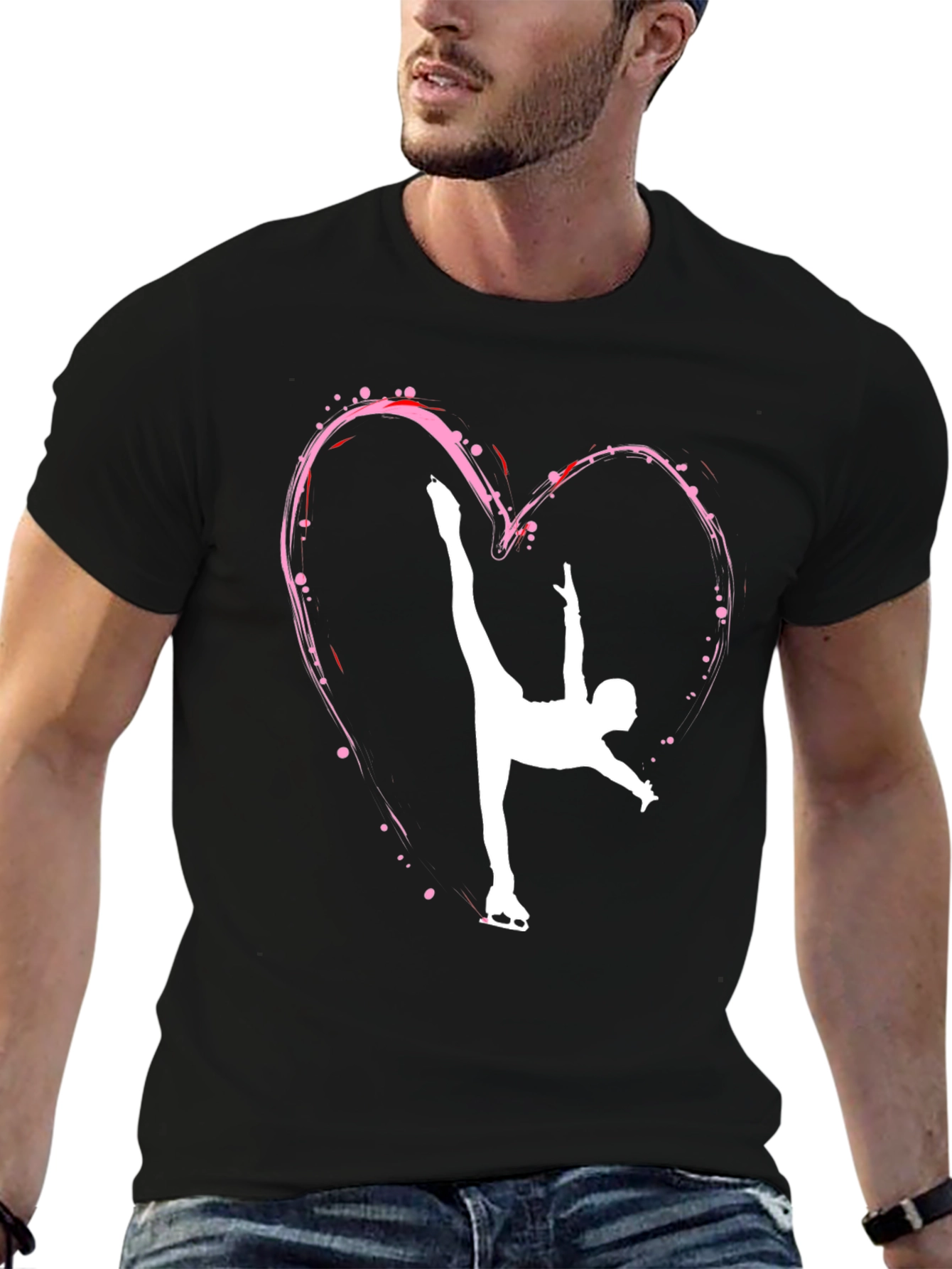 Black Figure Skating Heart T-Shirt view 6