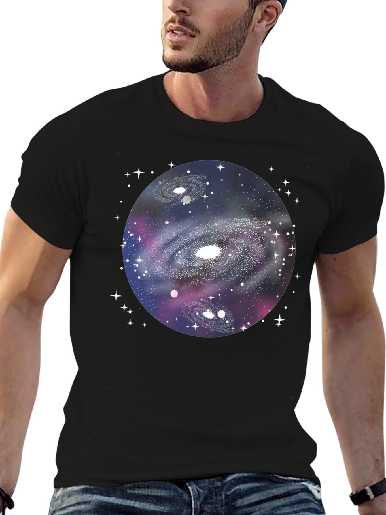 Black Galaxy Graphic Black T-Shirt view 6