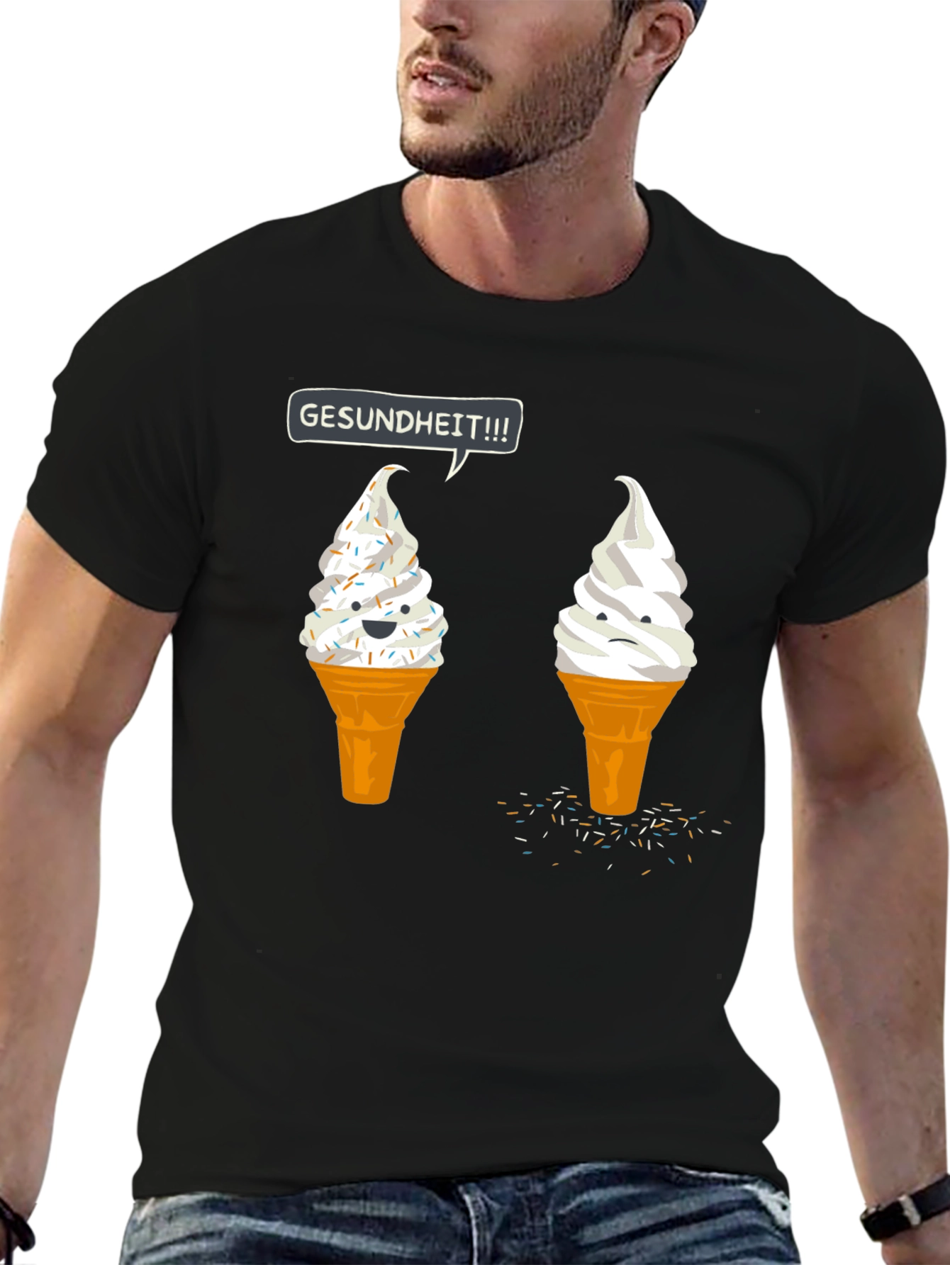 Black Gesundheit Ice Cream Humor Tee view 6