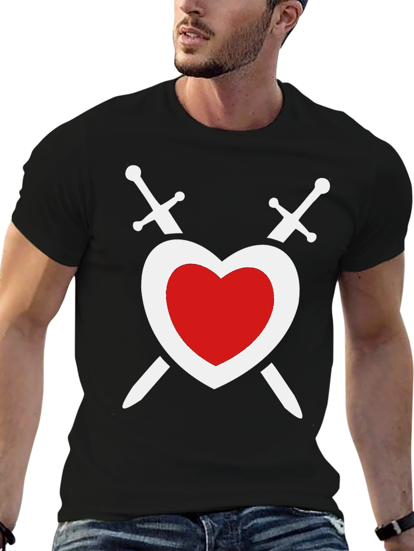 Black Heart & Swords Graphic Tee - Black T-Shirt view 6
