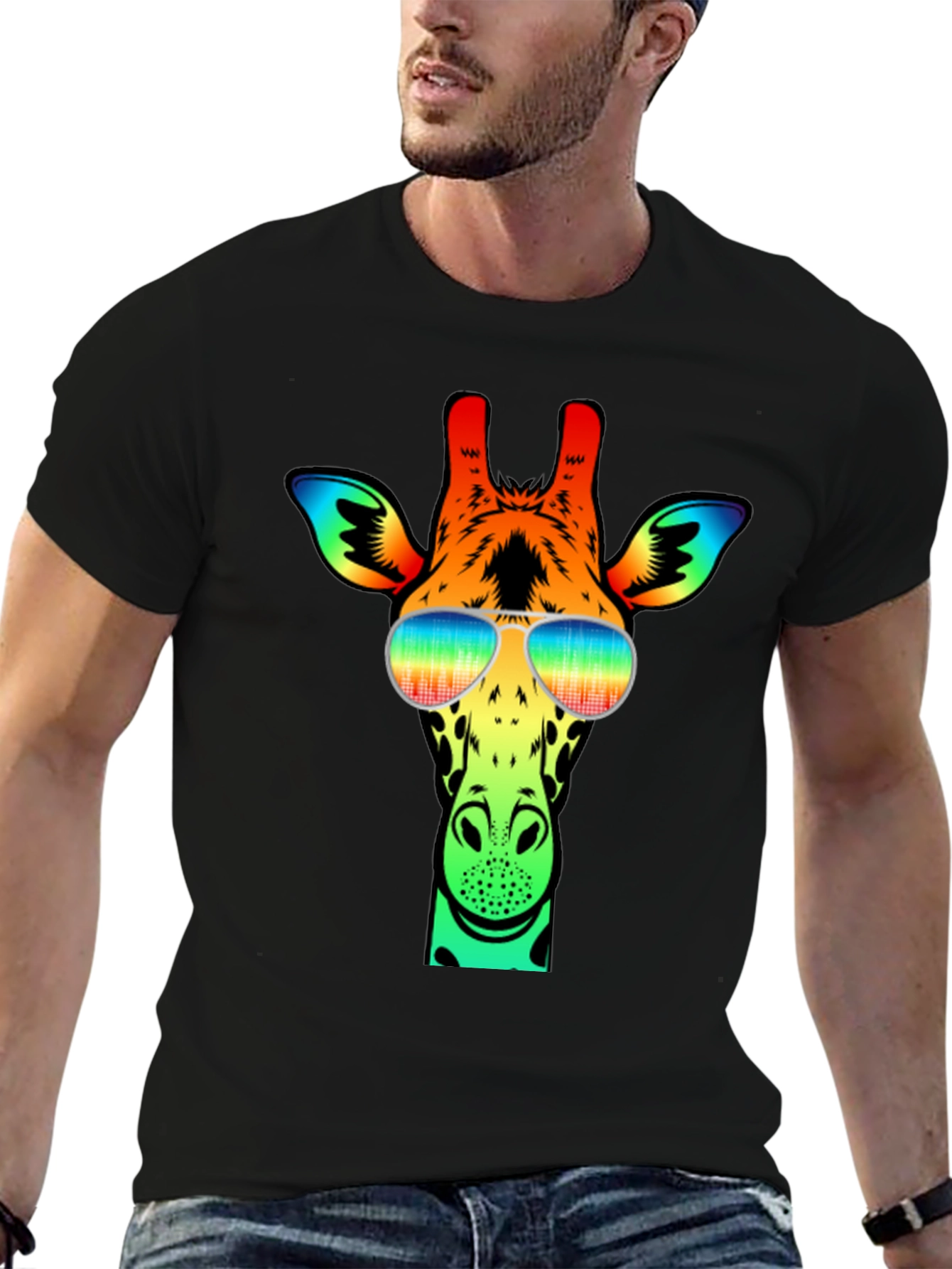 Black Cool Giraffe Graphic Tee view 6