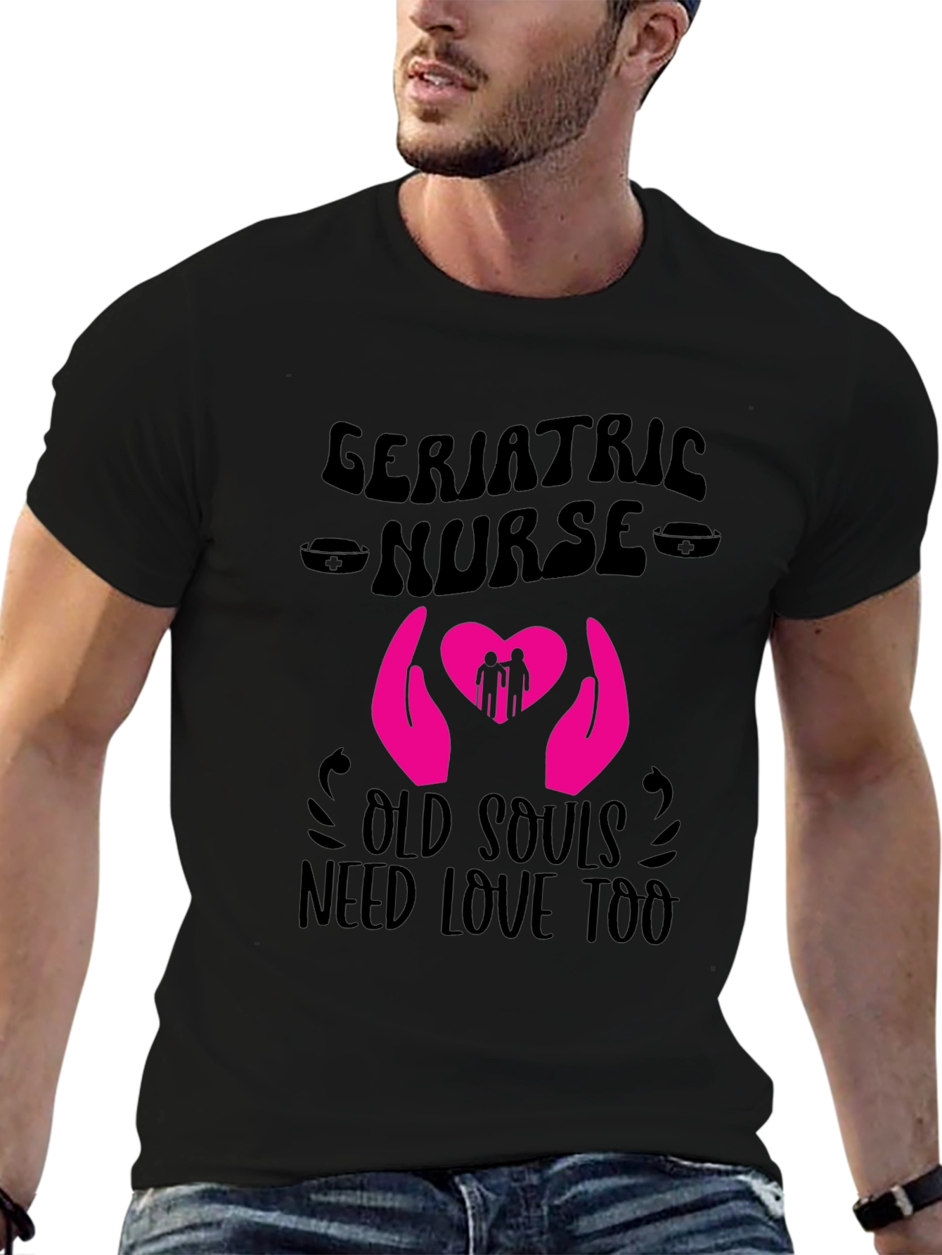 Black Geriatric Nurse Old Souls T-Shirt view 6
