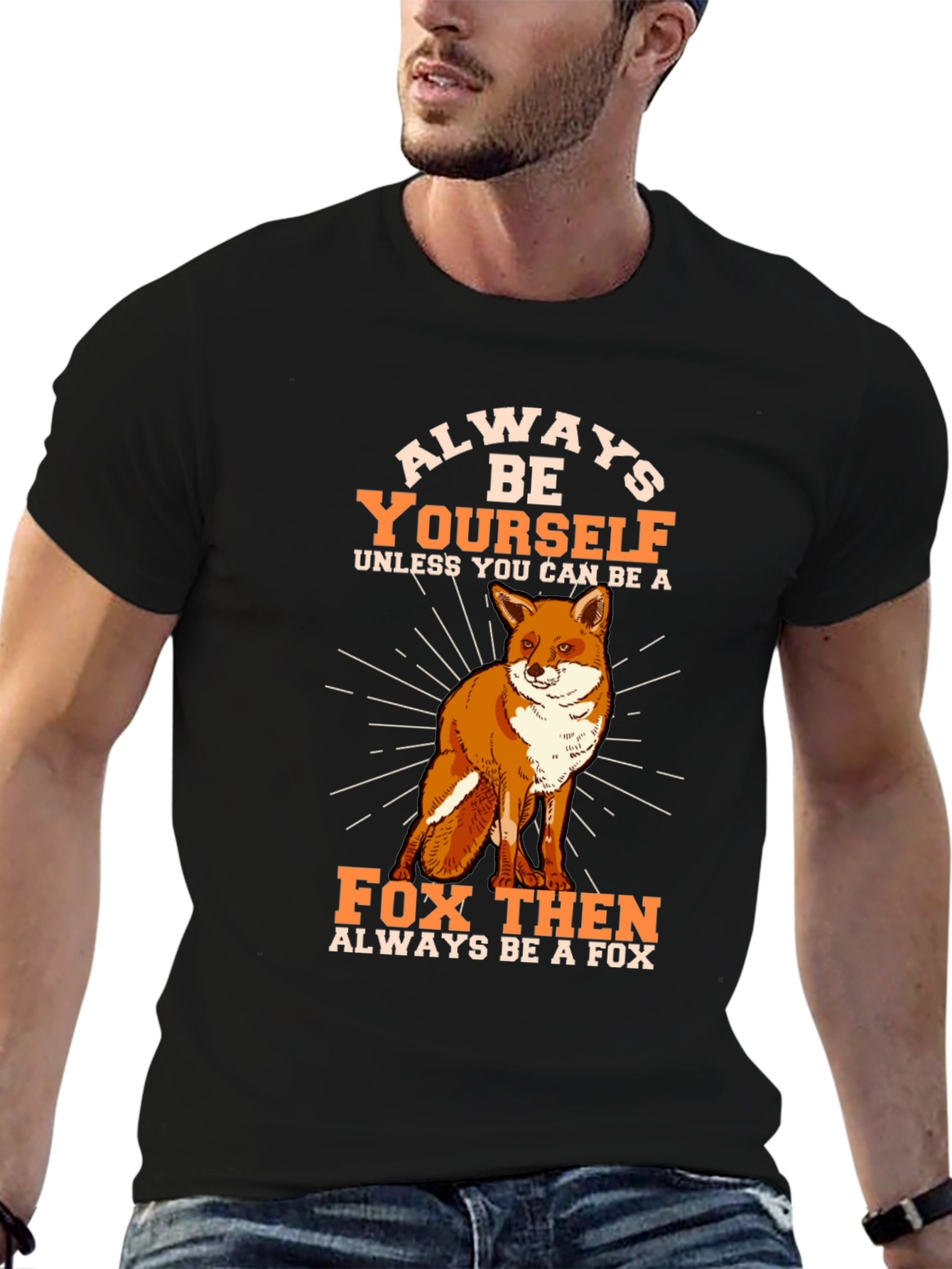 Black Always Be Yourself Fox Graphic Tee - Black view 6
