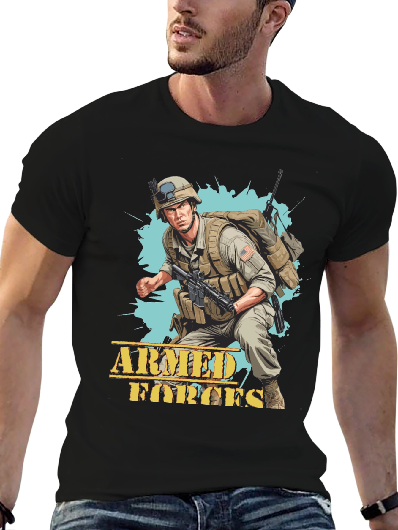Black Armed Forces Graphic Tee view 6