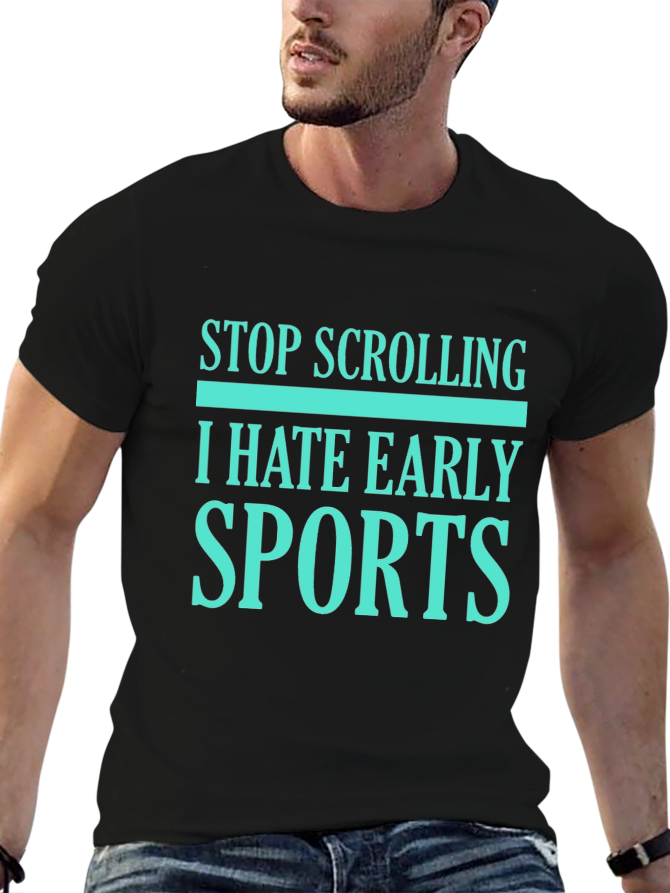Black Stop Scrolling I Hate Early Sports Graphic Tee view 6