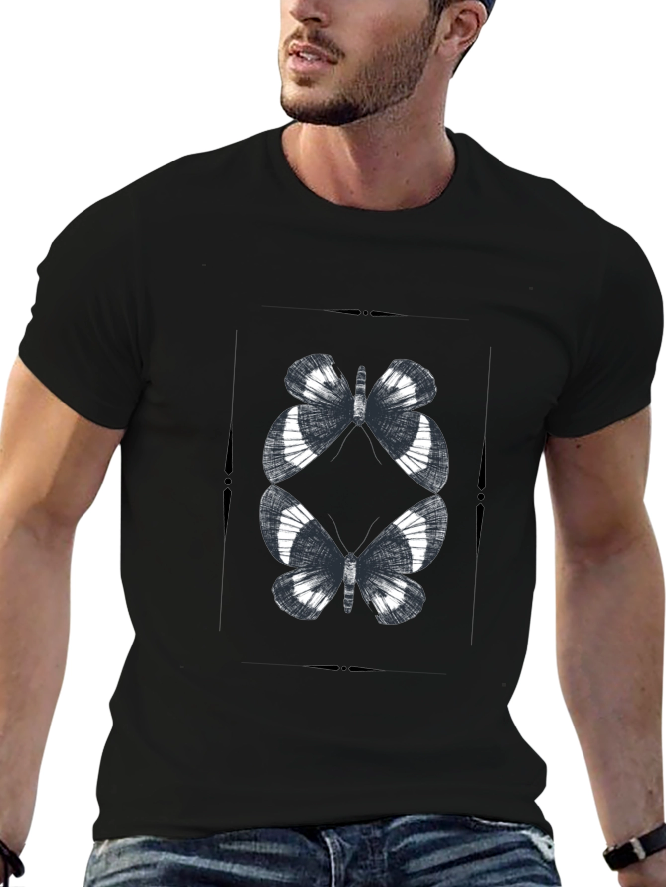 Black Butterfly Graphic Black T-Shirt view 6