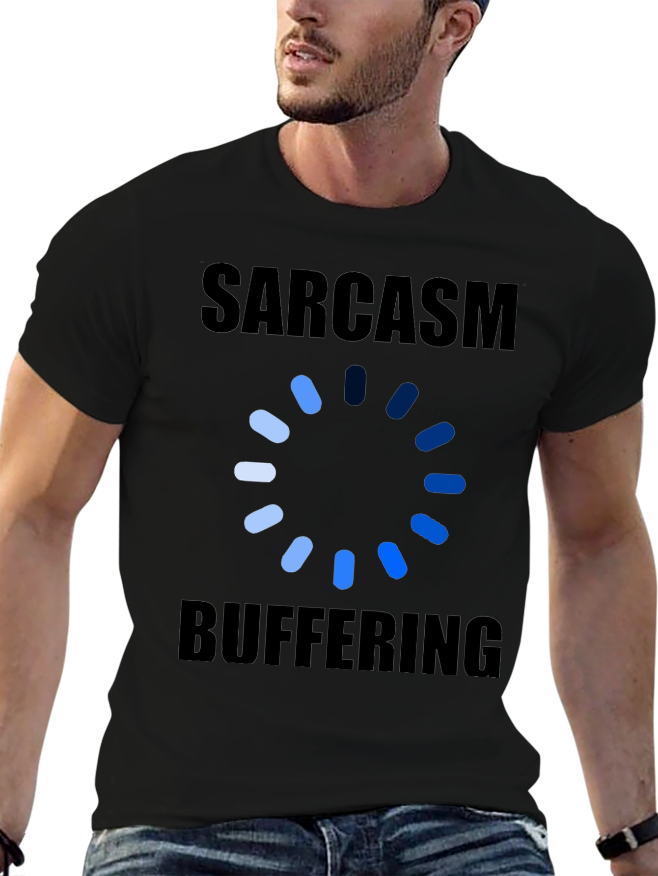 Black Sarcasm Buffering Graphic Tee - Humor T-Shirt view 6
