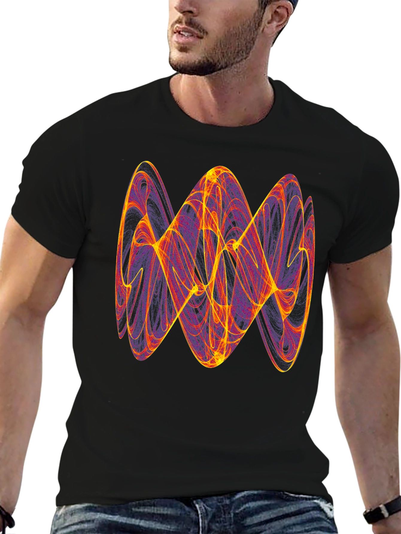 Abstract Fractal Graphic Tee - Trendy Men's T-Shirt - 6