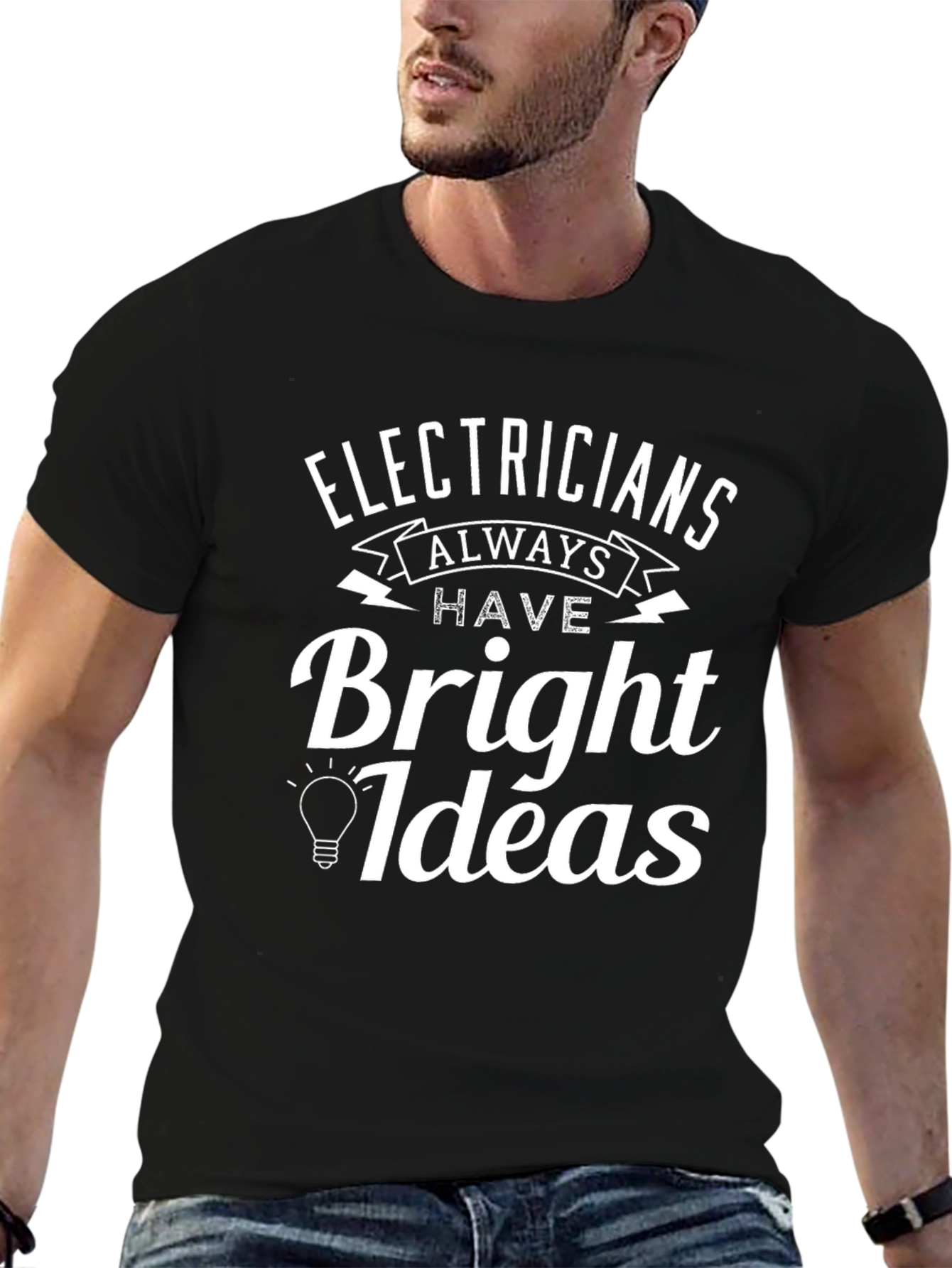 Black Electricians Bright Ideas Graphic Tee - Black view 6