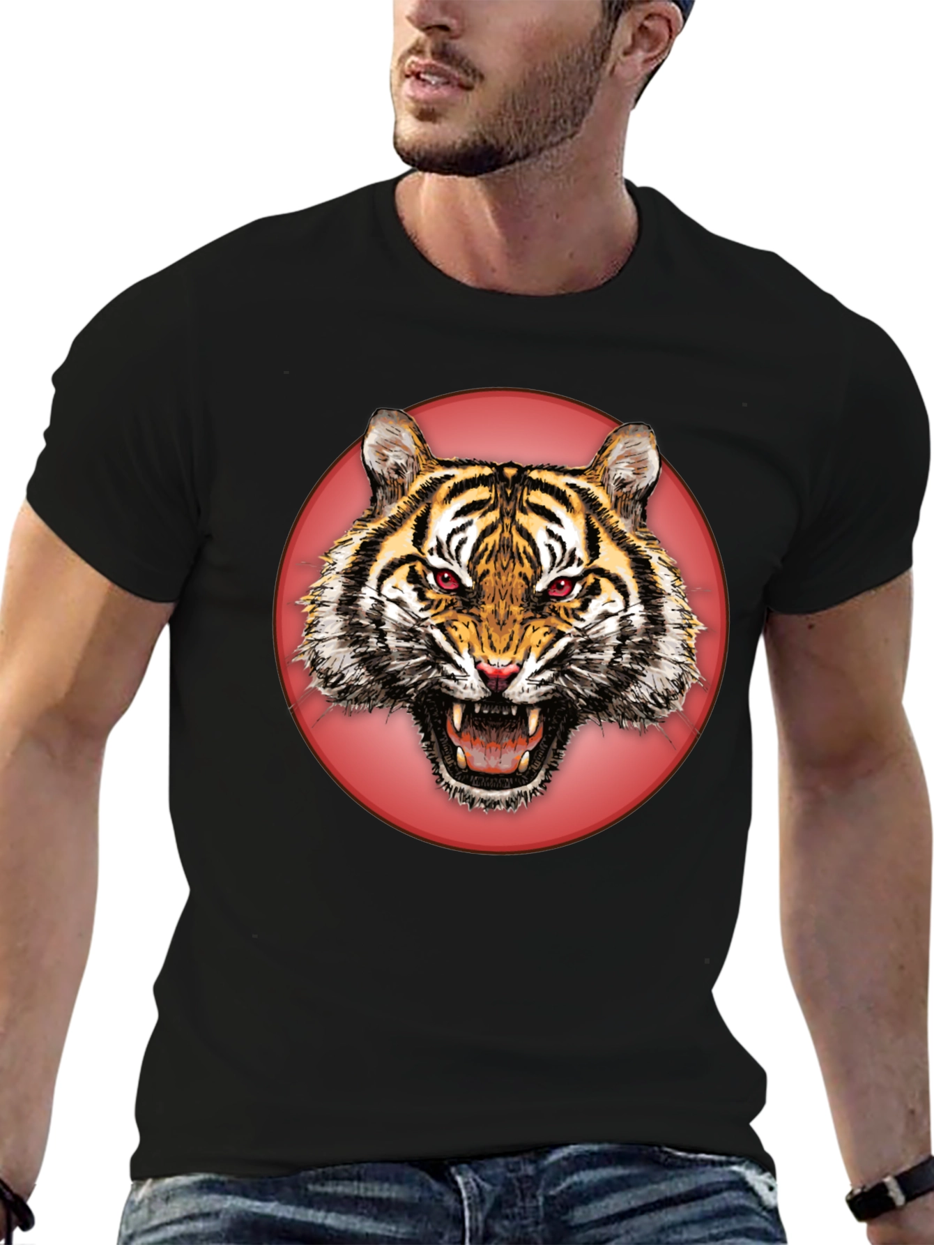 Black Tiger Graphic Tee - Bold Animal Print Shirt view 6
