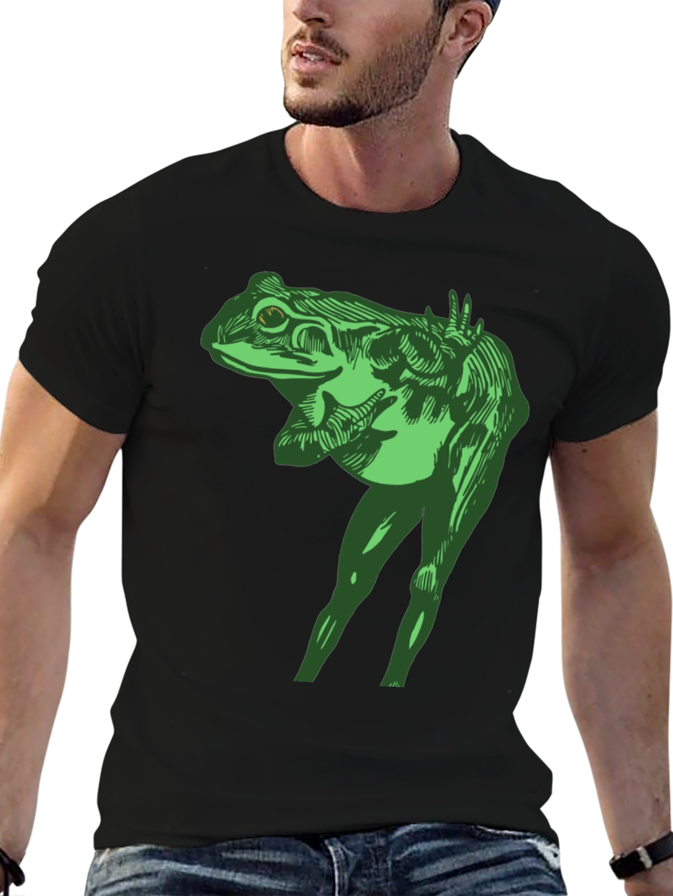Black Frog With Legs Graphic T-Shirt view 6