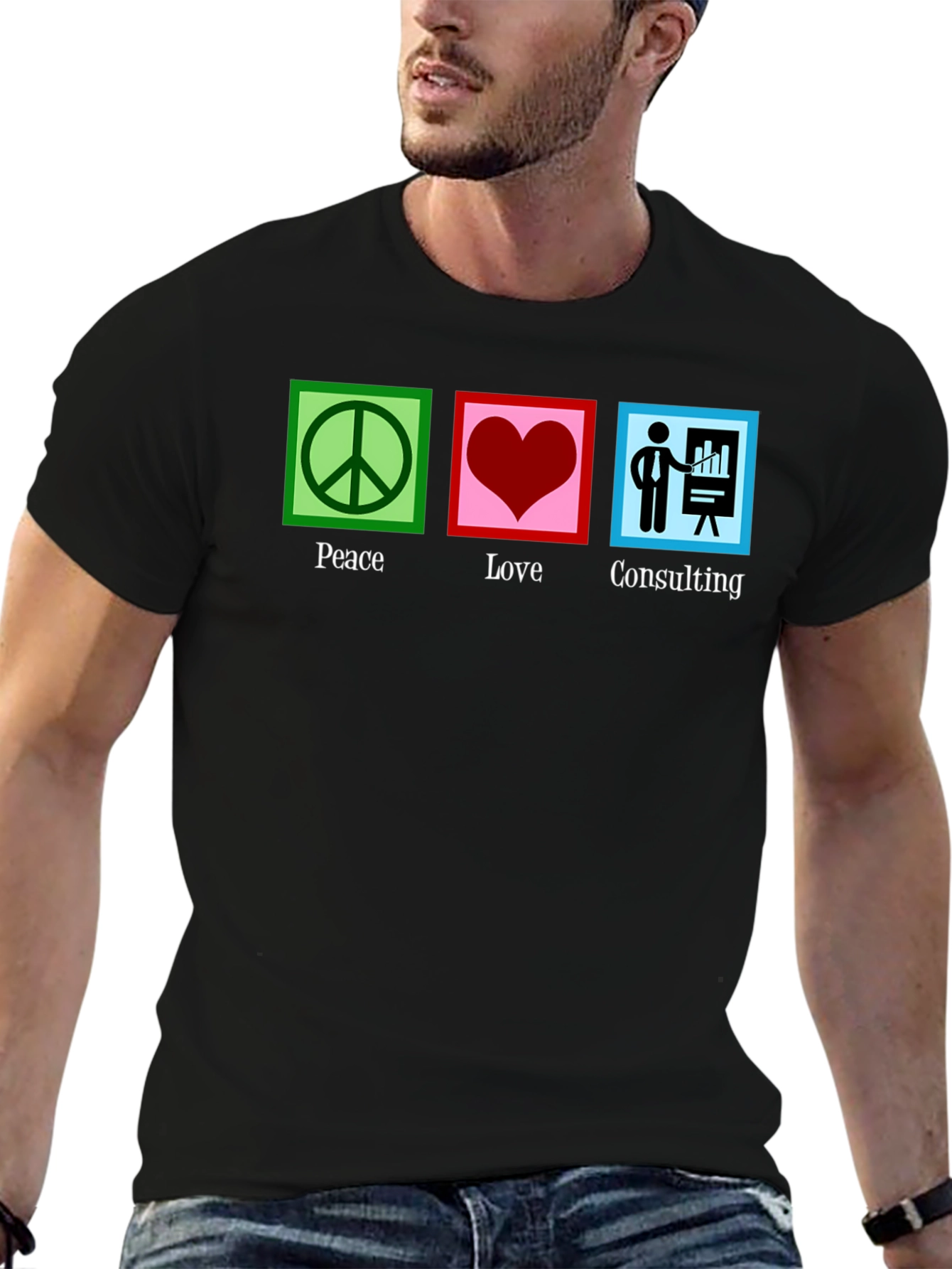 Black Peace Love Consulting Graphic T-Shirt view 6