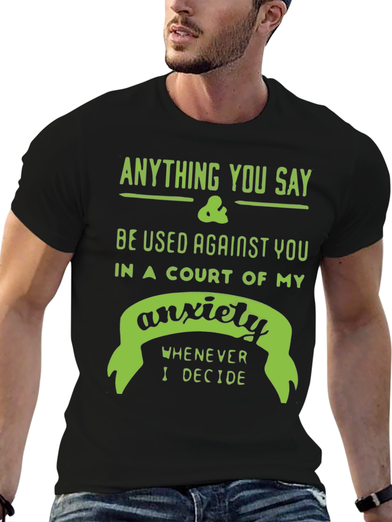 Black Anxiety Court T-Shirt - Funny Sarcastic Tee view 6