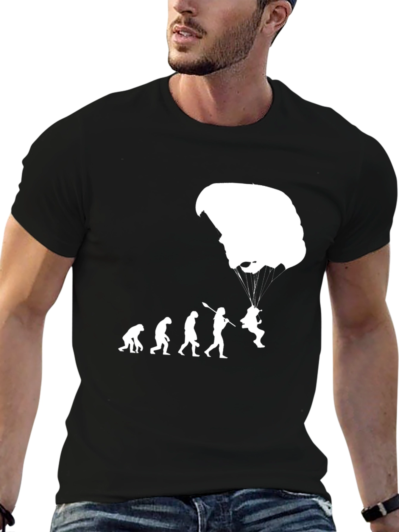 Black Evolution of Parachuting T-Shirt view 6